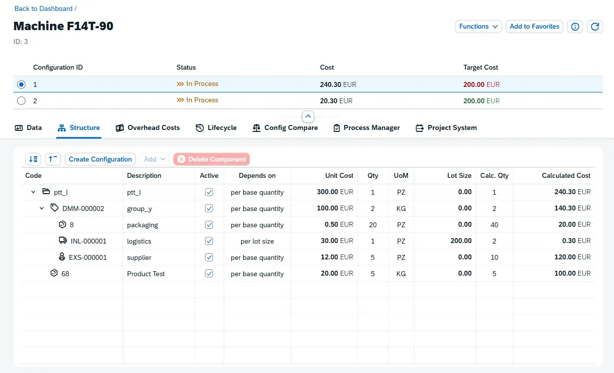 Mars PLM SAP Product Design Cost & Prototype - Early Cost Estimator