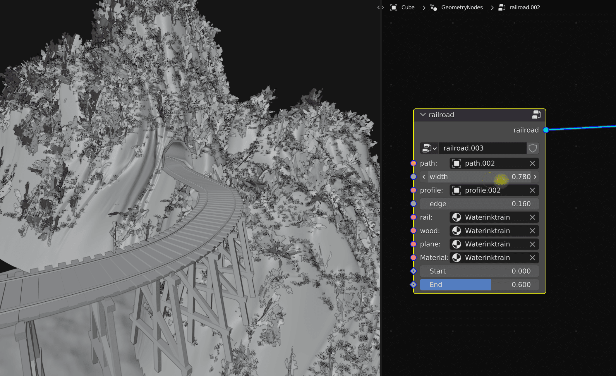  Procedural modeling of railroad 
