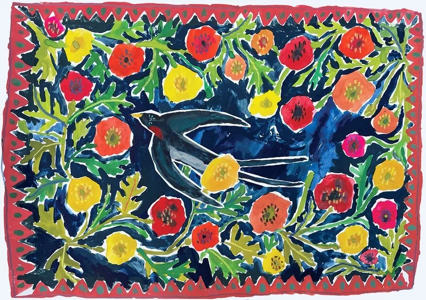 Happy Saturday!!! 

Some poppies inspired by my mum ❤️ Can&rsquo;t decide with or without the swallow (or two!) 

#illustration #art #painting #gouachepainting #gouache #pattern #patterndesign #floral #florals #flower #flowerpainting #card #carddesig