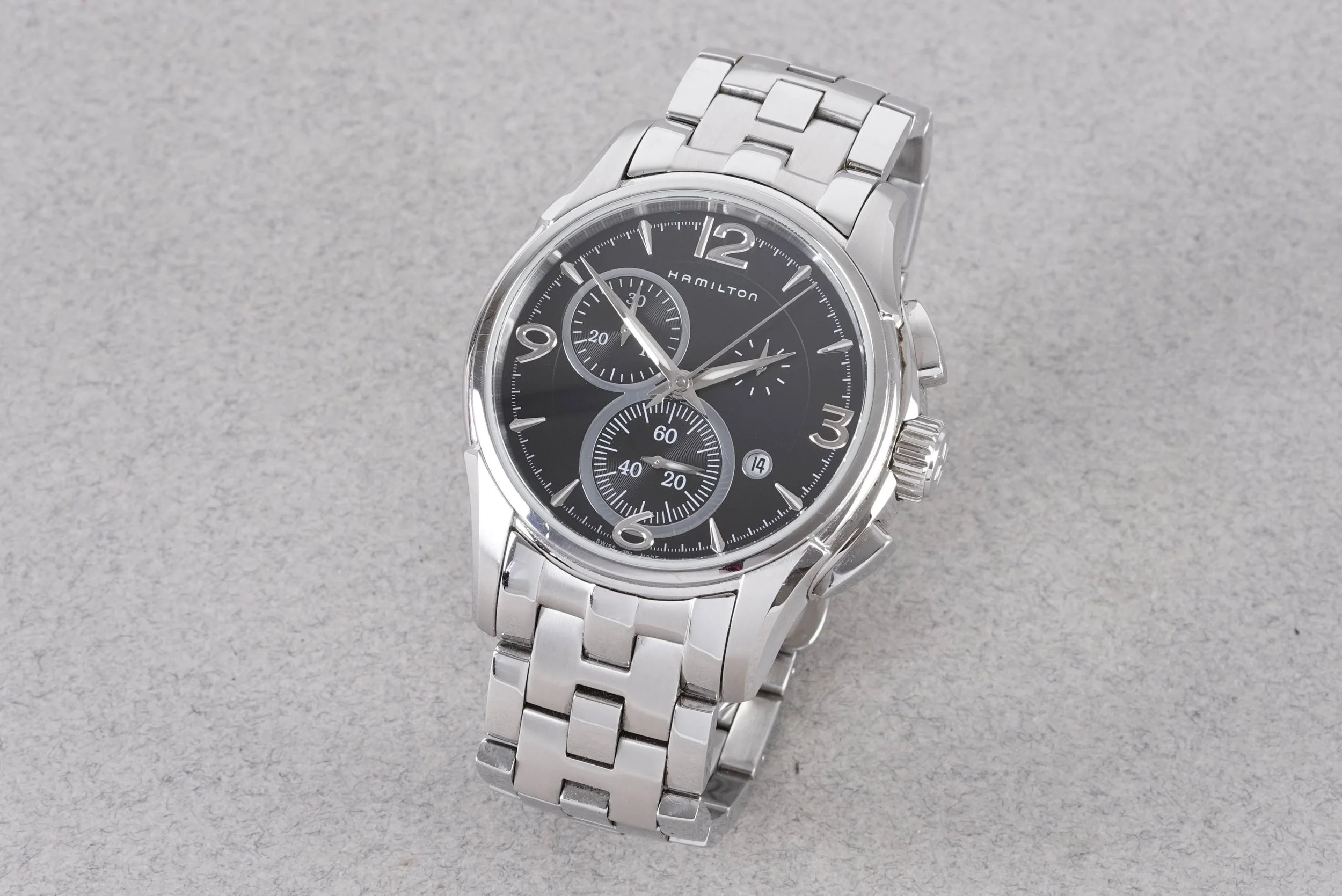 HAMILTON JAZZMASTER CHRONOGRAPH W/ BOX & GUARANTEE PAPERS REF. H326121 CIRCA 2024