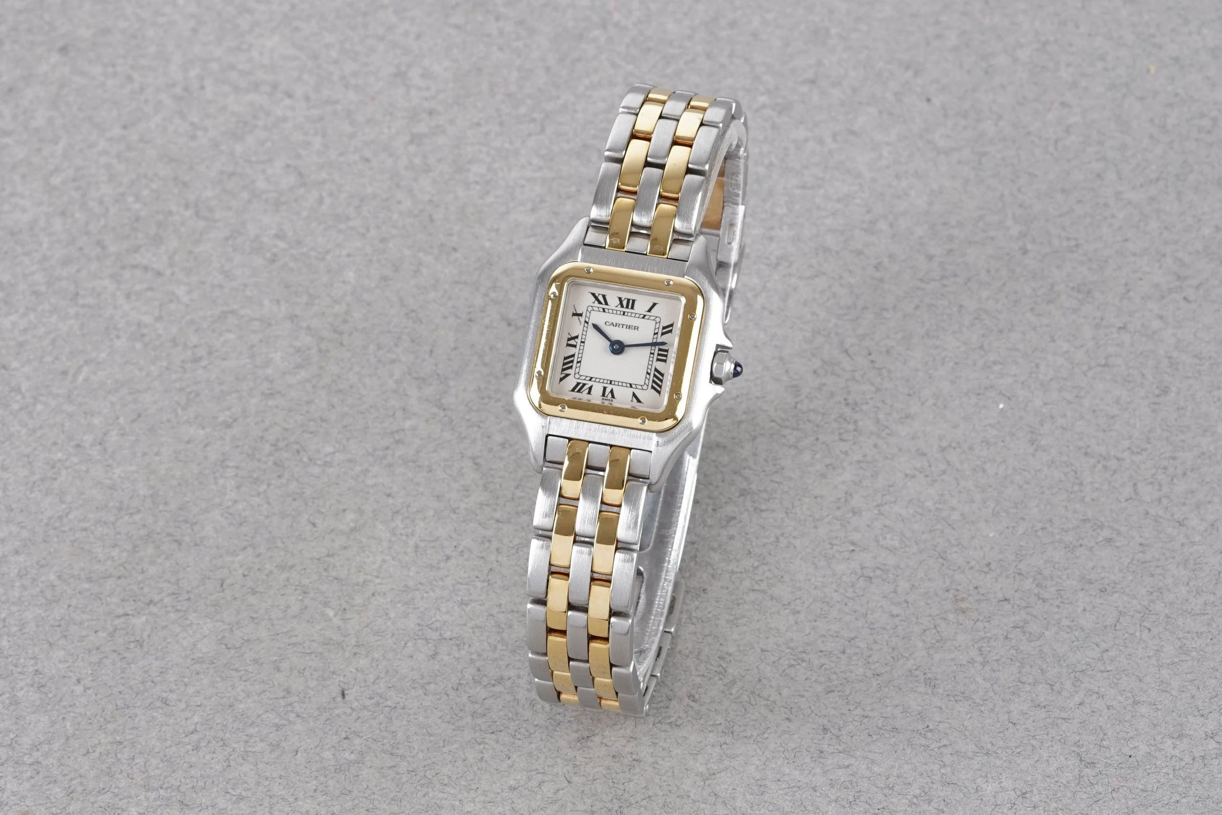 CARTIER PANTHERE 2 ROW STEEL & GOLD WRISTWATCH