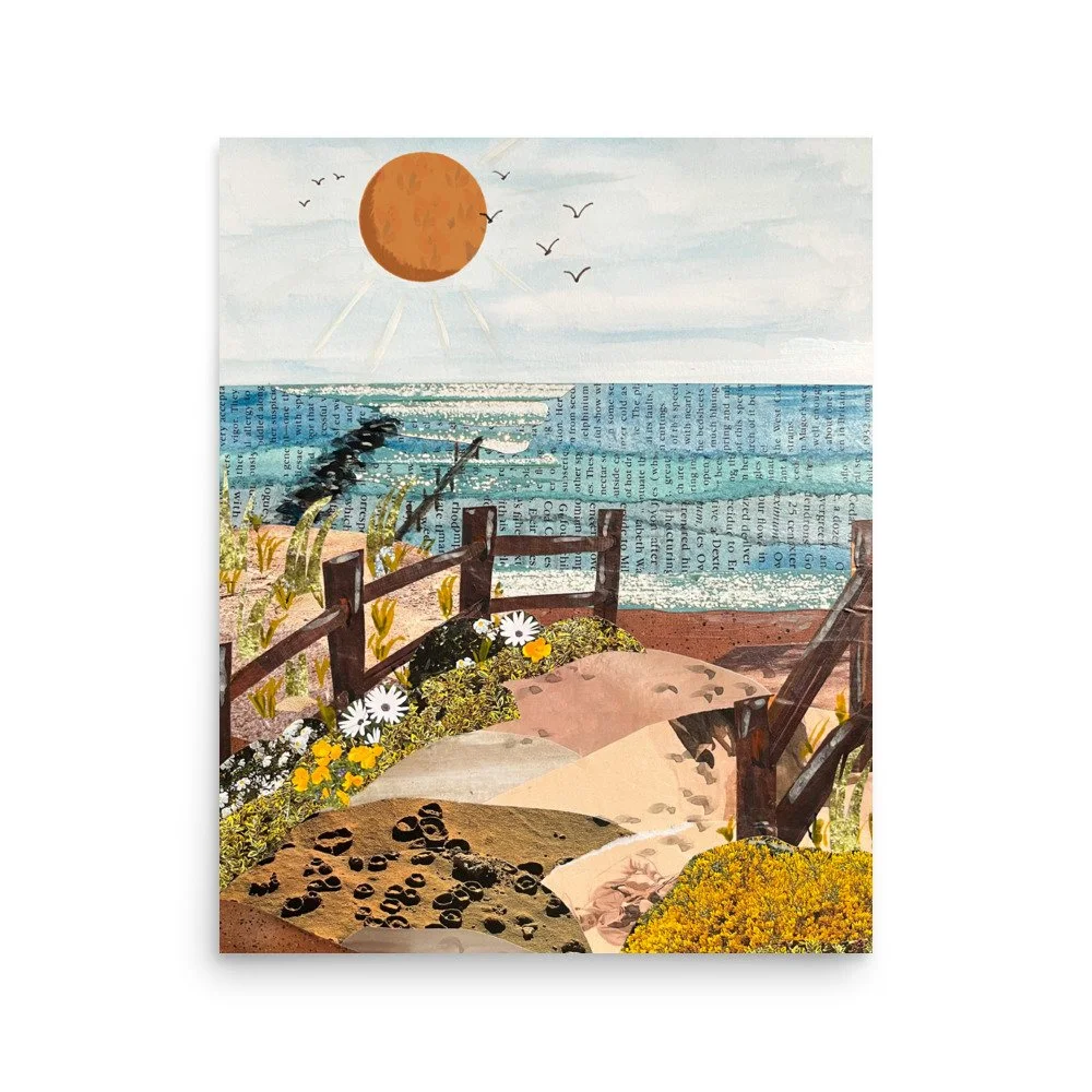 Vintage Ocean City NJ art, Cape May New Jersey print, Avalon new jersey shore print, coastal granddaughter printed coastal wall art