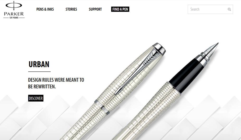 Two luxury Parker pens with a diamond-like pattern on the barrel, one with a cap and the other with the cap removed, revealing the nib, displayed on a white background.