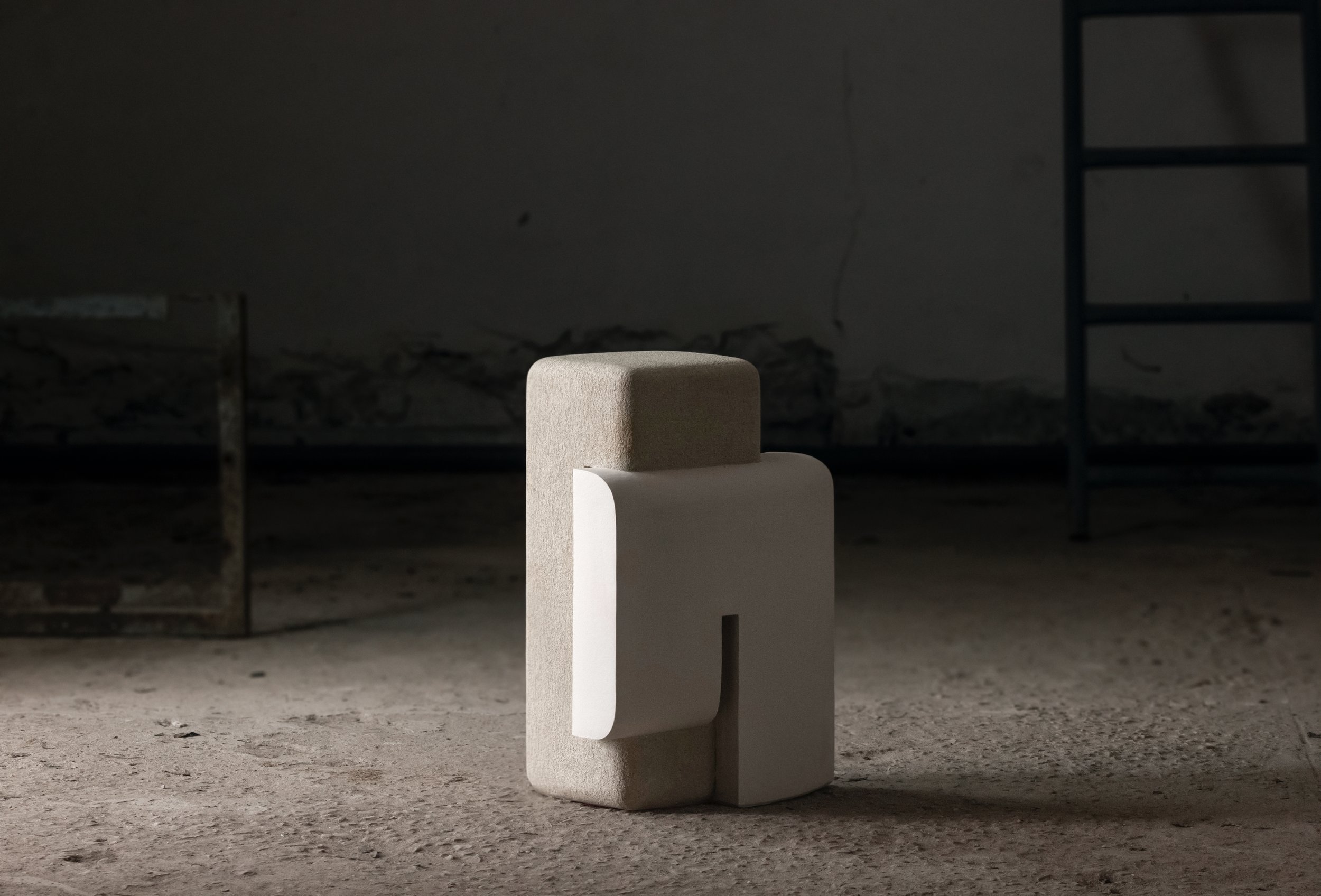 Pilastra stoneware sculpture, inspired by columns, perfect for public space installations. Available exclusively at Studiotwentyseven Gallery, New York.