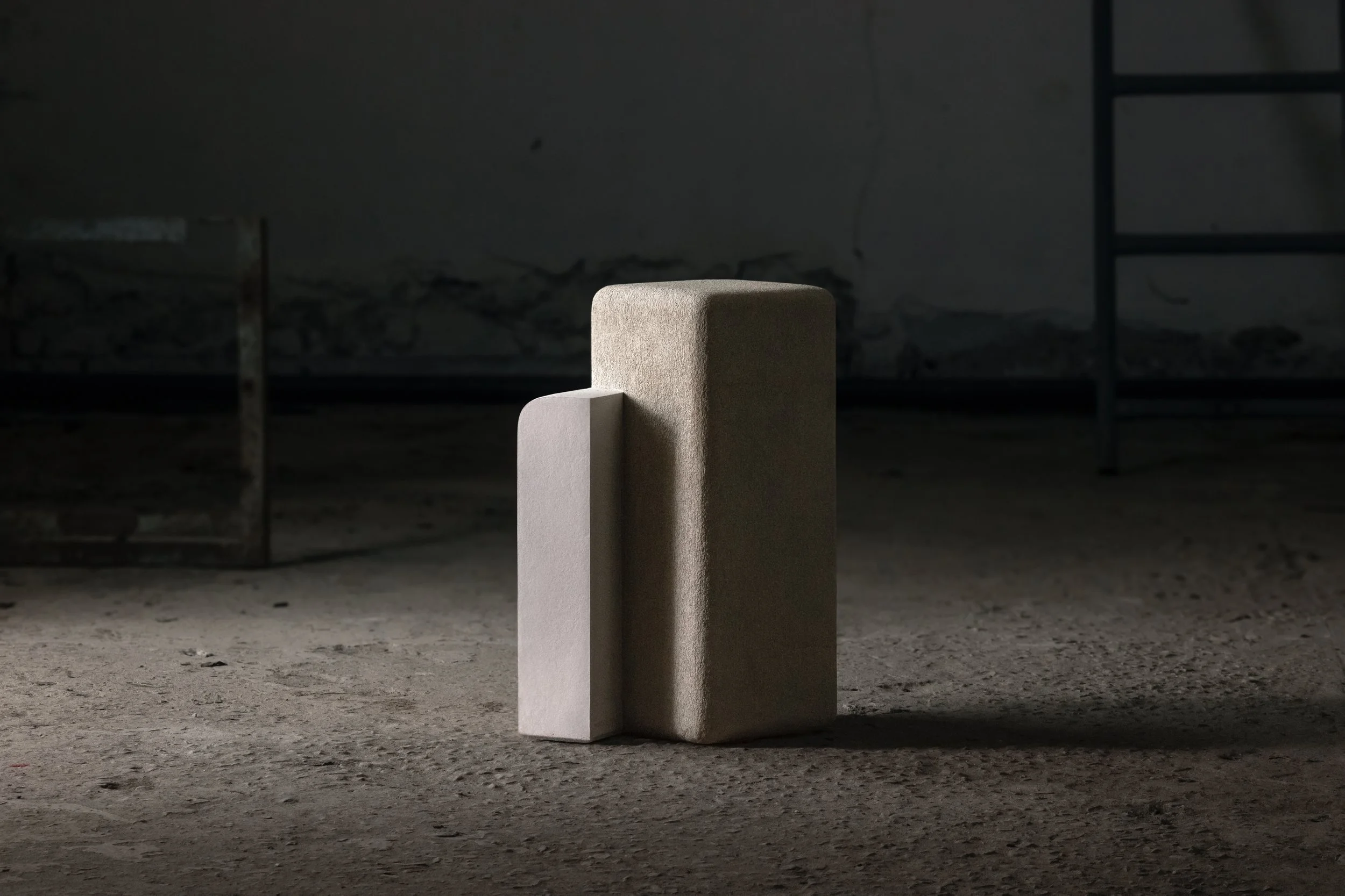 Pilastra stoneware sculpture, inspired by ancient architectural forms, perfect for public spaces. Available exclusively at the New Yorker STUDIOTWENTYSEVEN  Gallery.