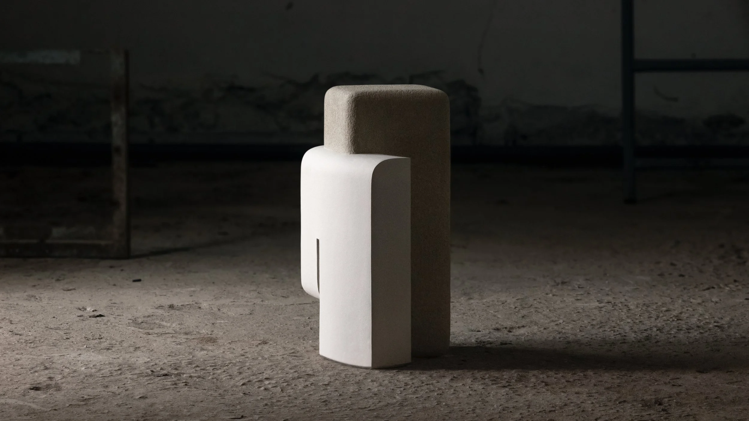 Modern phallic stoneware sculpture, inspired by columns, perfect for contemporary and public spaces. Available exclusively at Studiotwentyseven Gallery, New York.