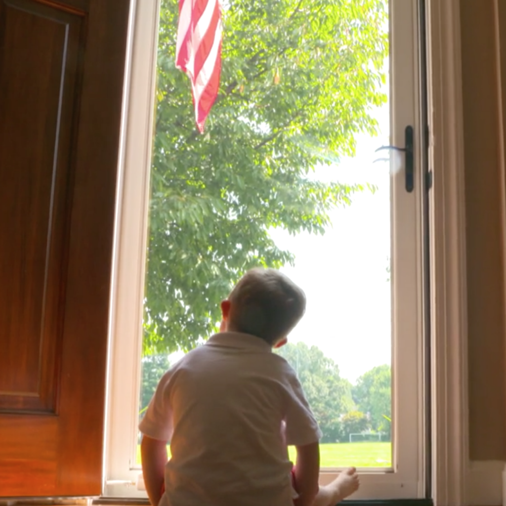Boy with Autism Captivated by American Flag if Gifted Special Bench