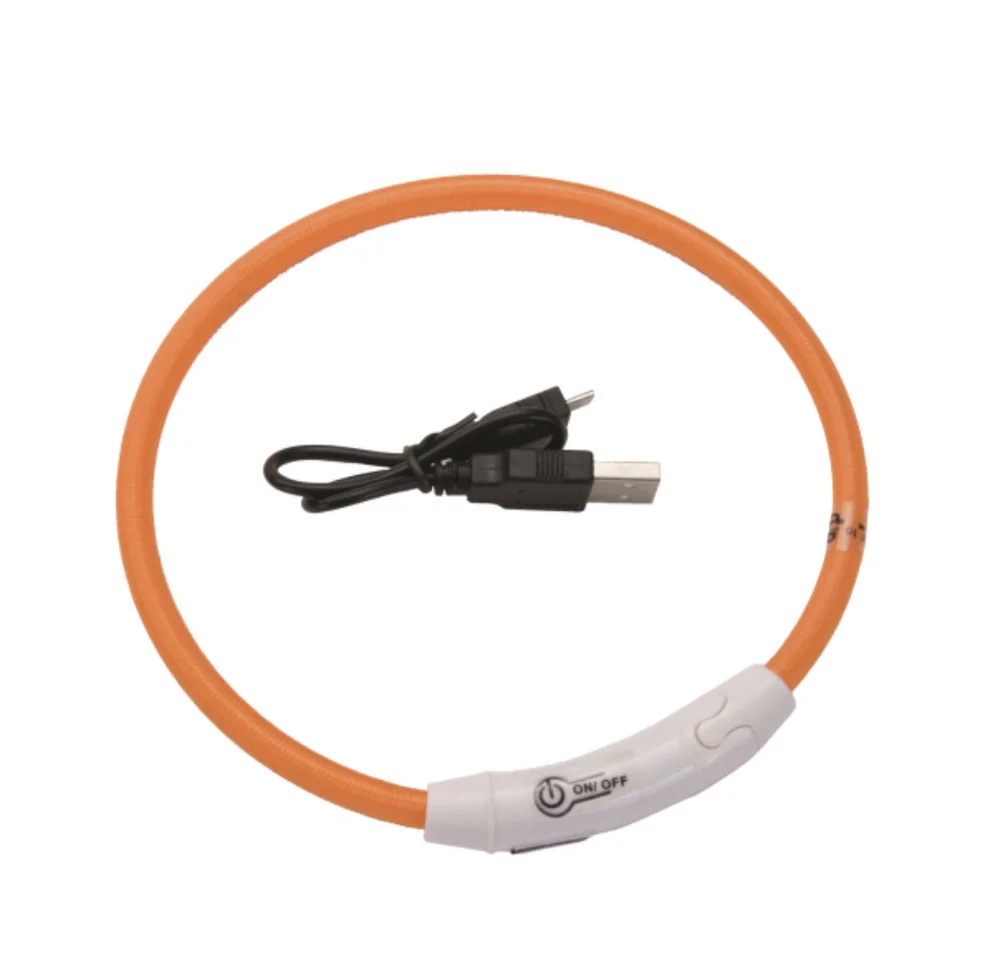 USB Light Up Neck Ring Orange Pawsitive Attitude Dog Training