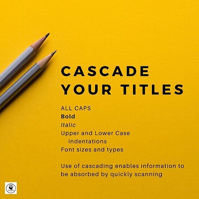 Cascade your information.  Use ALL CAPS, bold, italic, upper and lower cases, different font sizes and indentations. 
@@
These communicate relative importance and guide the reader&rsquo;s eye enabling faster absorption of what you&rsquo;ve presented.
