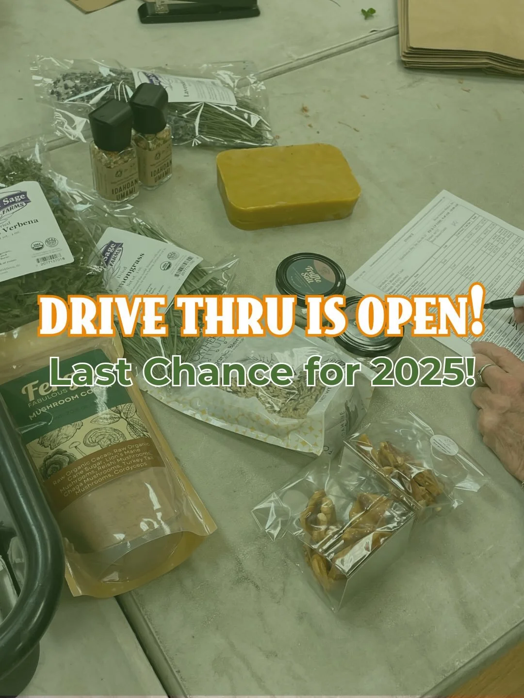 This is your last chance to order from the BFM Drive Thru for the 2025 year! Plan ahead by ordering your farmers market favorites and having them packed up and ready to go for an easy pickup at our final market of the year on Saturday, December 20th 
