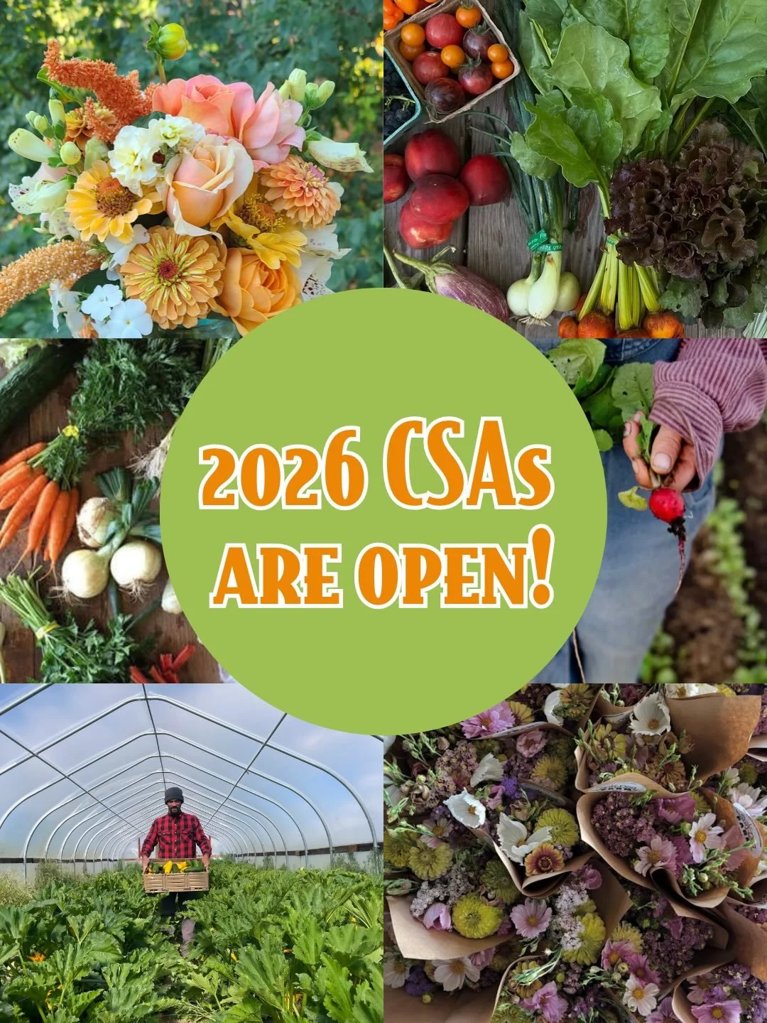It is time to sign up for 2026 Season CSAs with your favorite local farmer! 👩&zwj;🌾💚🥕

Community Supported Agriculture (CSA) is a great way for you to get fresh local food and flowers directly from farmers. When you join a CSA, you pay upfront to