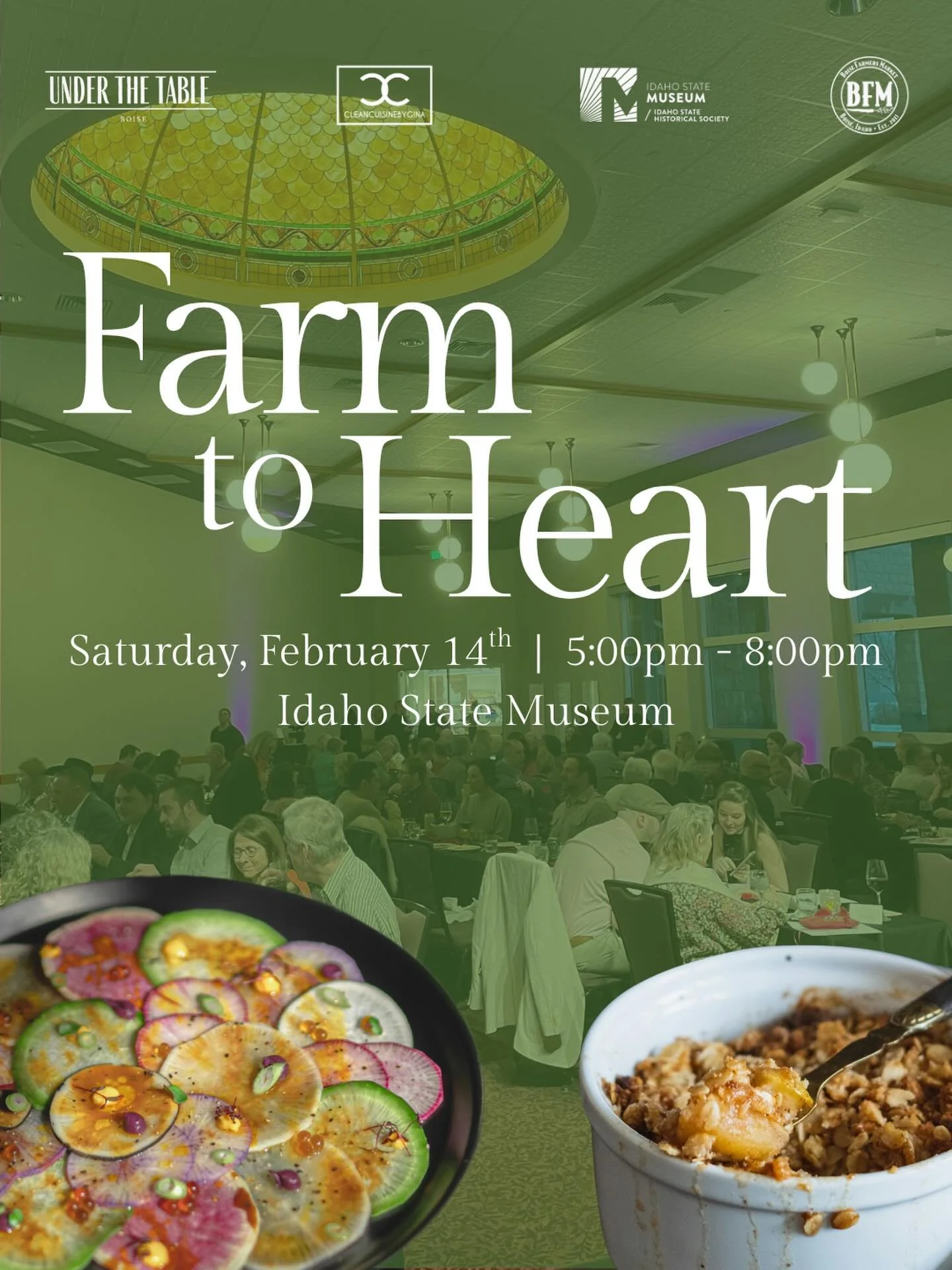 Limited tickets remain for our 2nd Annual Farm to Heart dinner! 🍽️&hearts;️

This gourmet Valentine&rsquo;s dining experience features food from 12 local businesses. On top of that proceeds benefit both the Boise Farmers Market and @idahostatemuseum