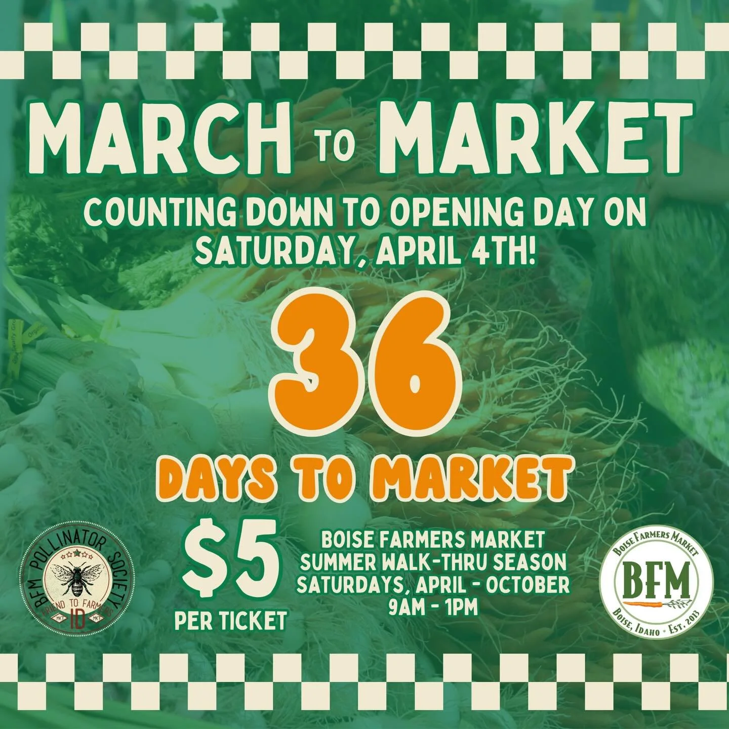 March is almost here, which means opening day for the Boise Farmers Market is right around the corner. That means it is time for our annual March to Market Raffle! 👏

We are asking for your support to Boise&rsquo;s only agriculturally focused market