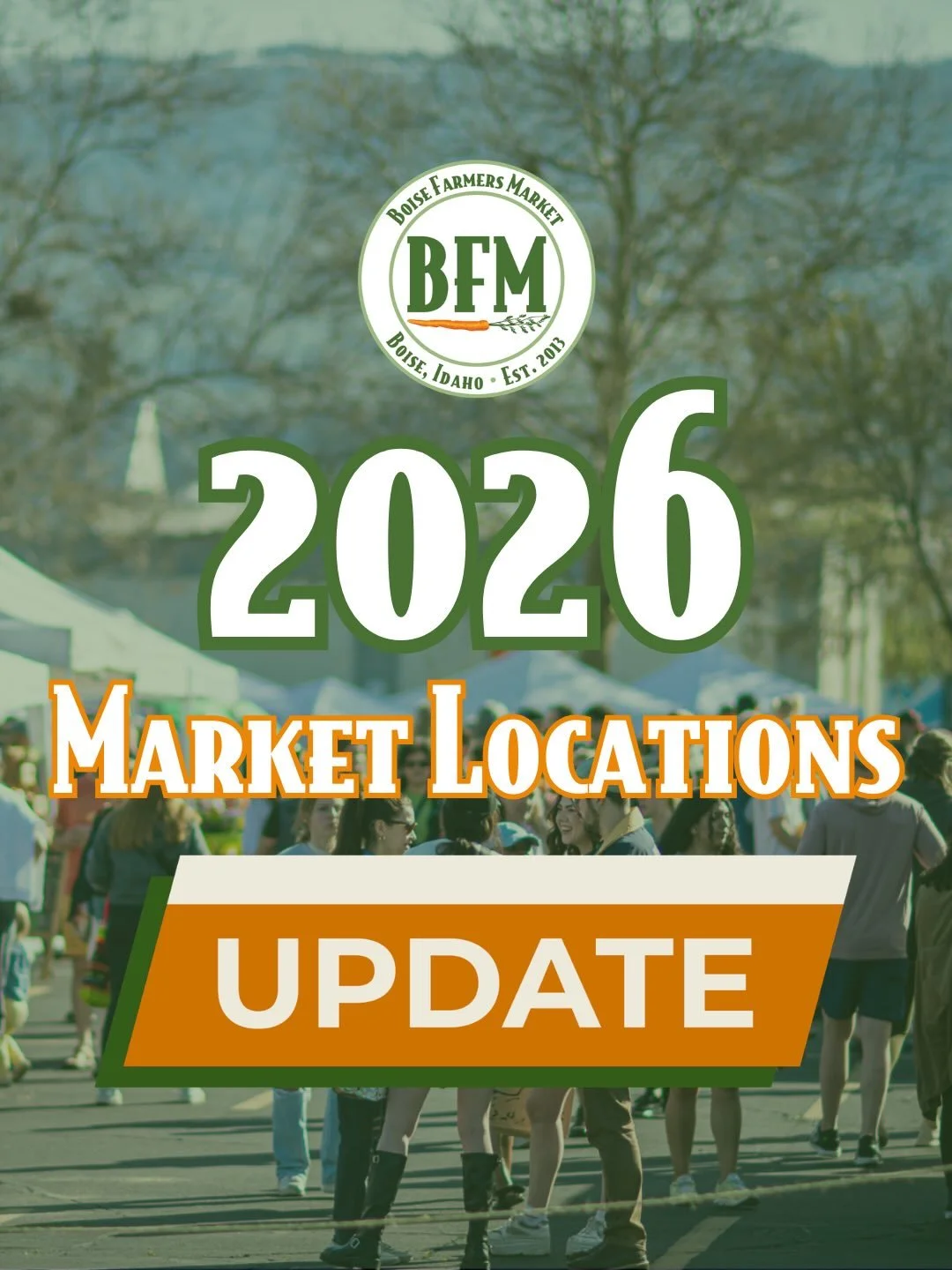 The Boise Farmers Market will officially be back in operation at 1500 Shoreline Dr., Boise, 83702 for the Summer Market season, April - October, Saturdays from 9-1. Join us for opening day on Saturday, April 4th! We are looking forward to our final s