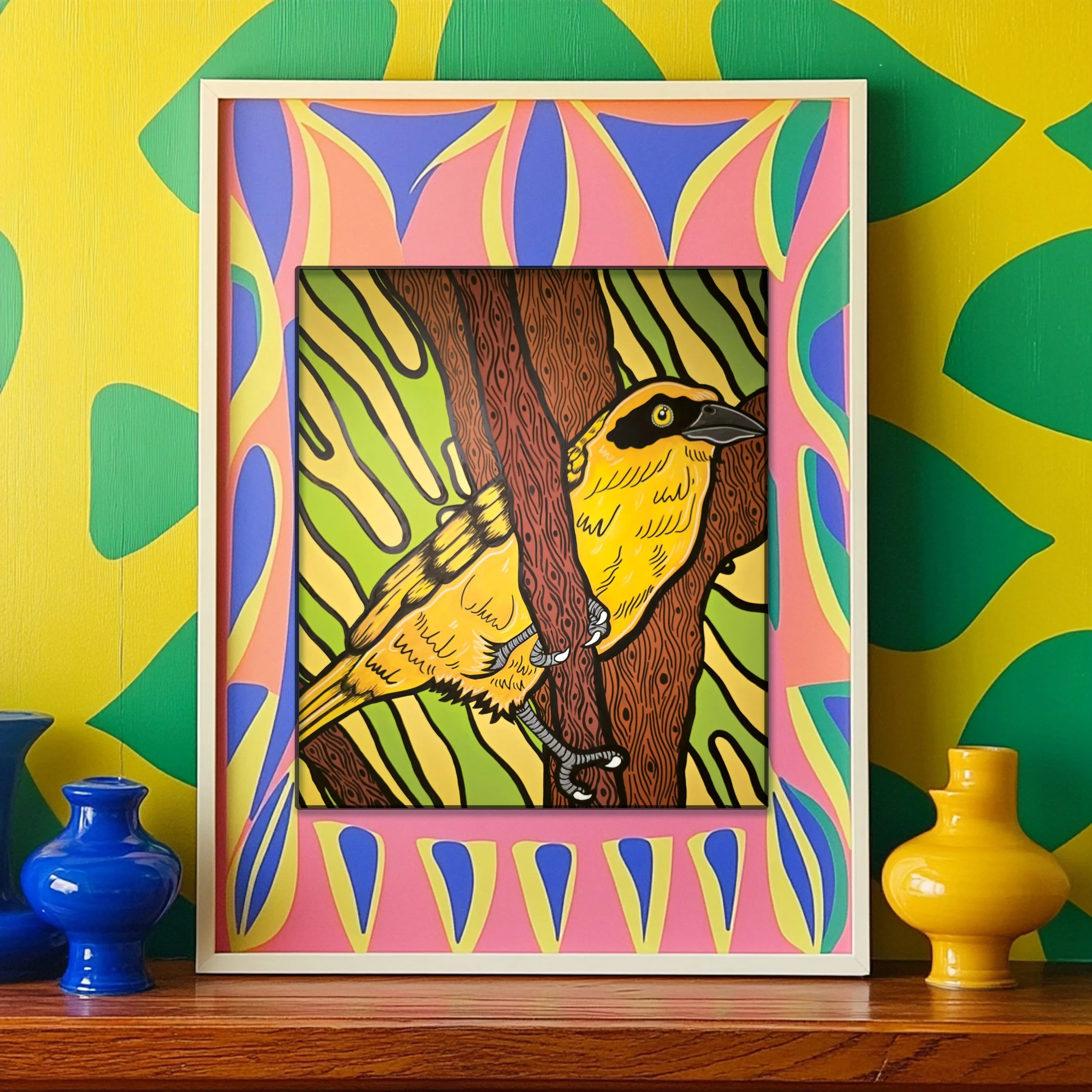 Yellow 'Weaver Birds From Lagos to Ipswich’ Prints