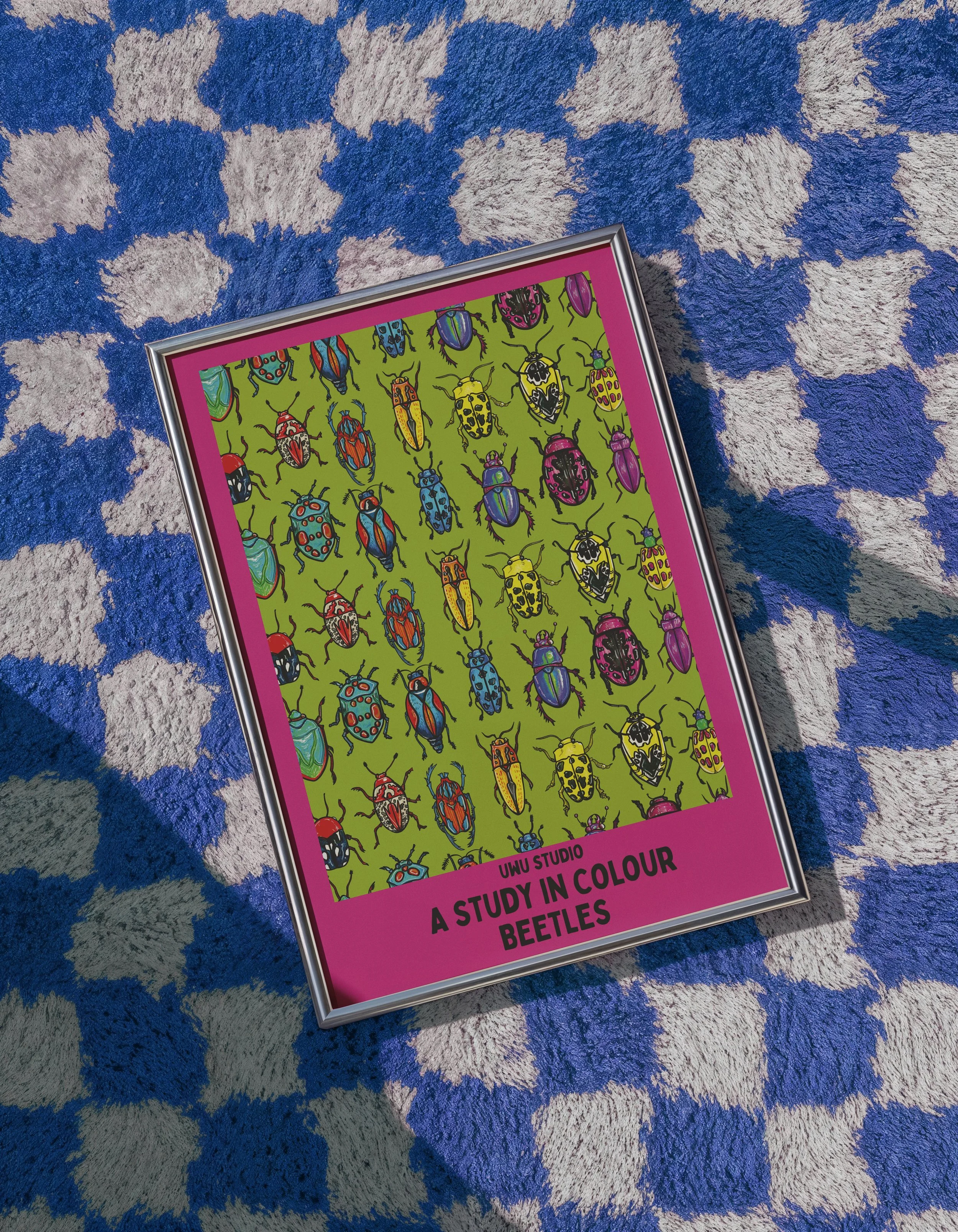 CHECKERED green and pink beetle .jpeg
