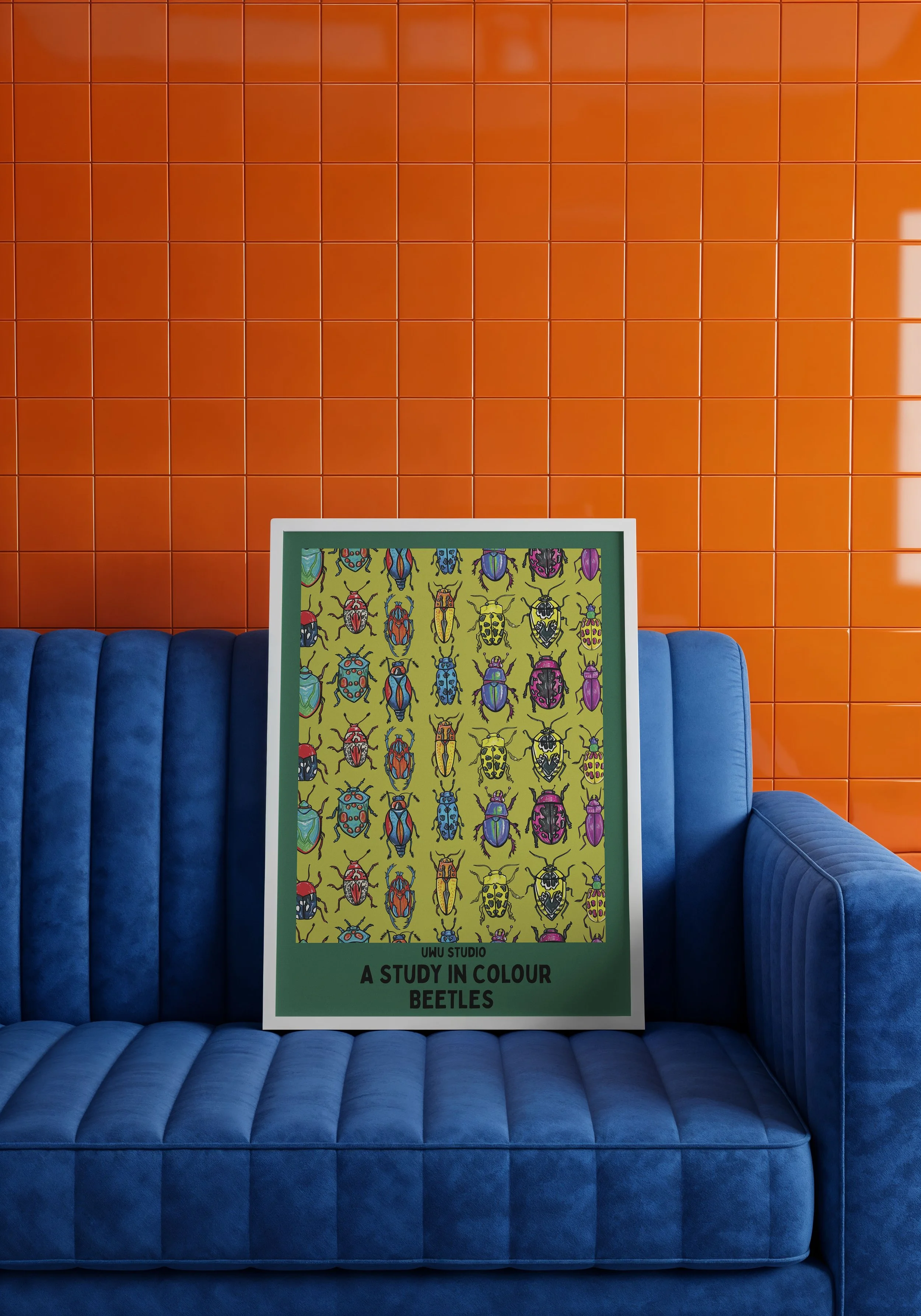 green on green beetle - orange wall.jpeg