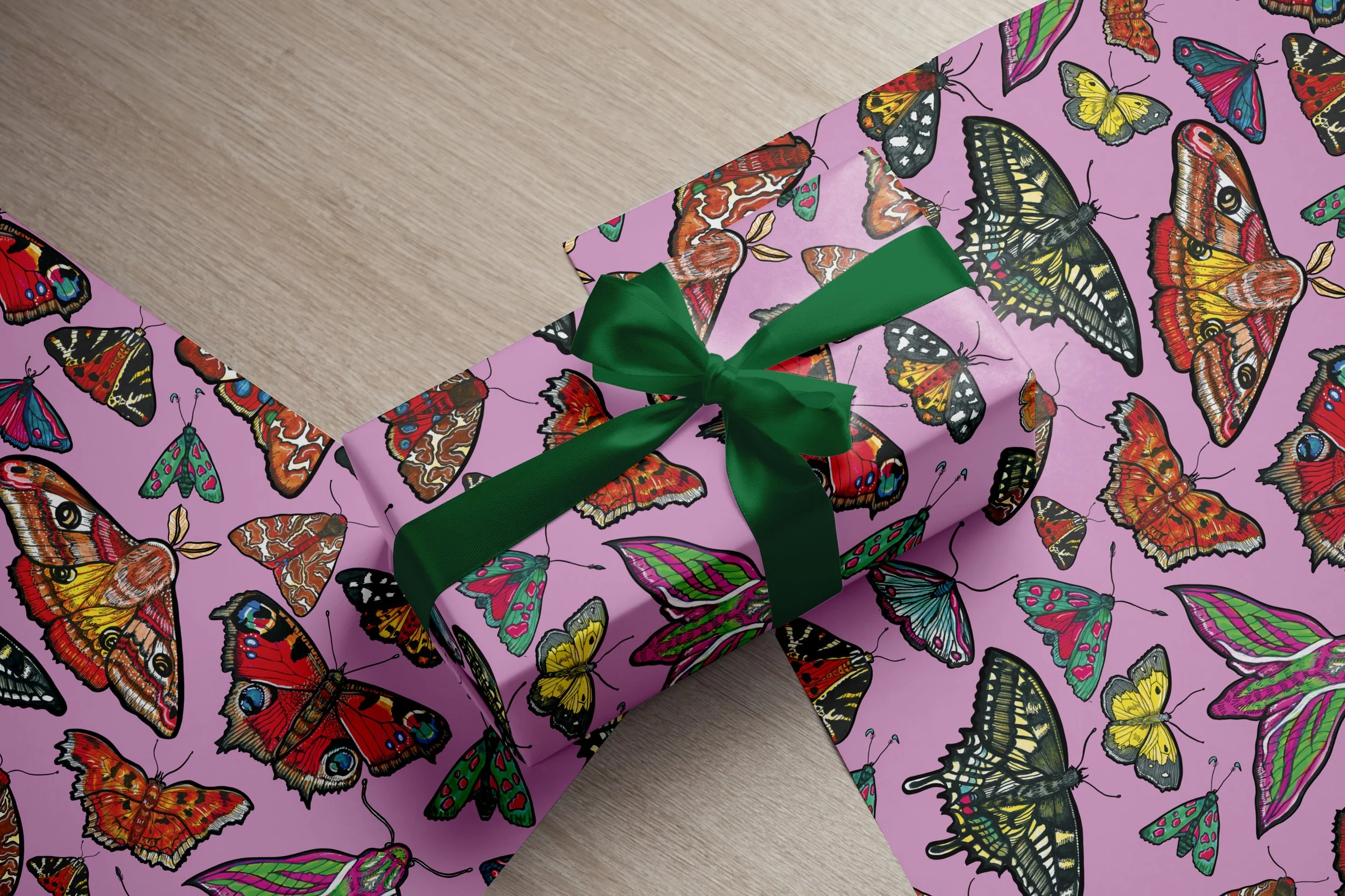 Pink butterfly Gift Wrap – Colourful A2 Wrapping Paper