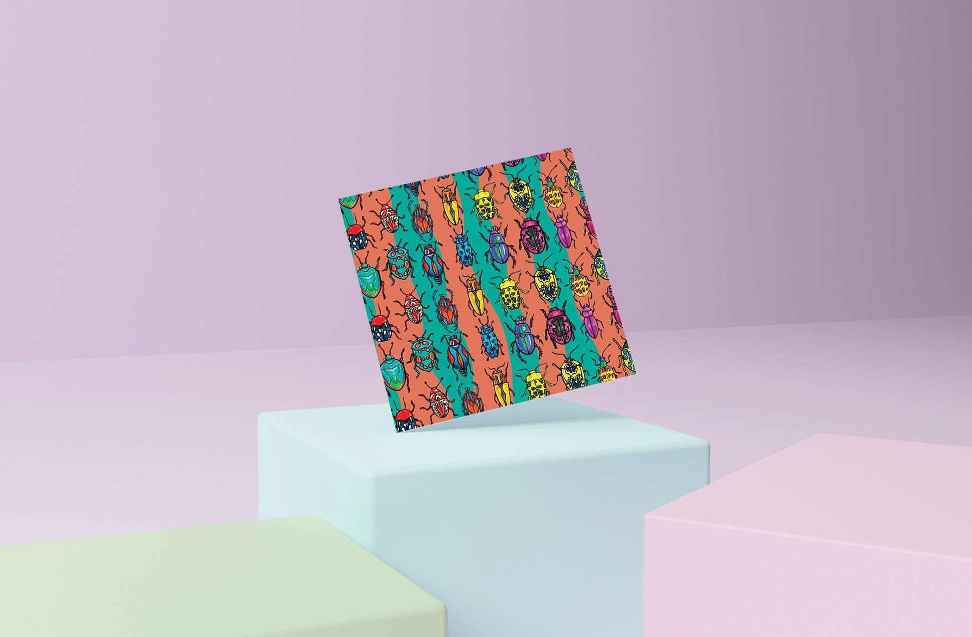 Blue & Orange Beetle Card – Colourful Greeting Card