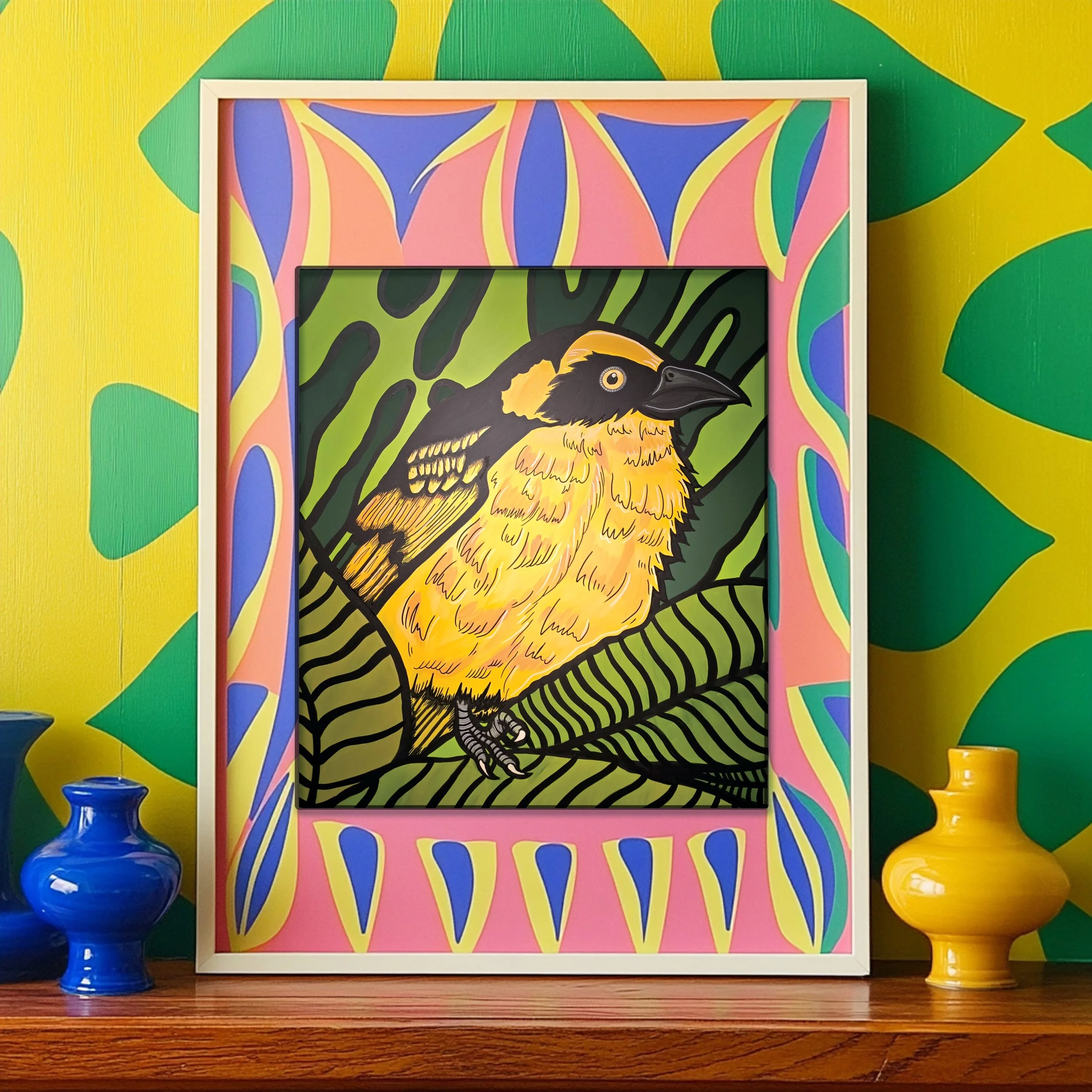 Navy 'Weaver Birds From Lagos to Ipswich’ Prints