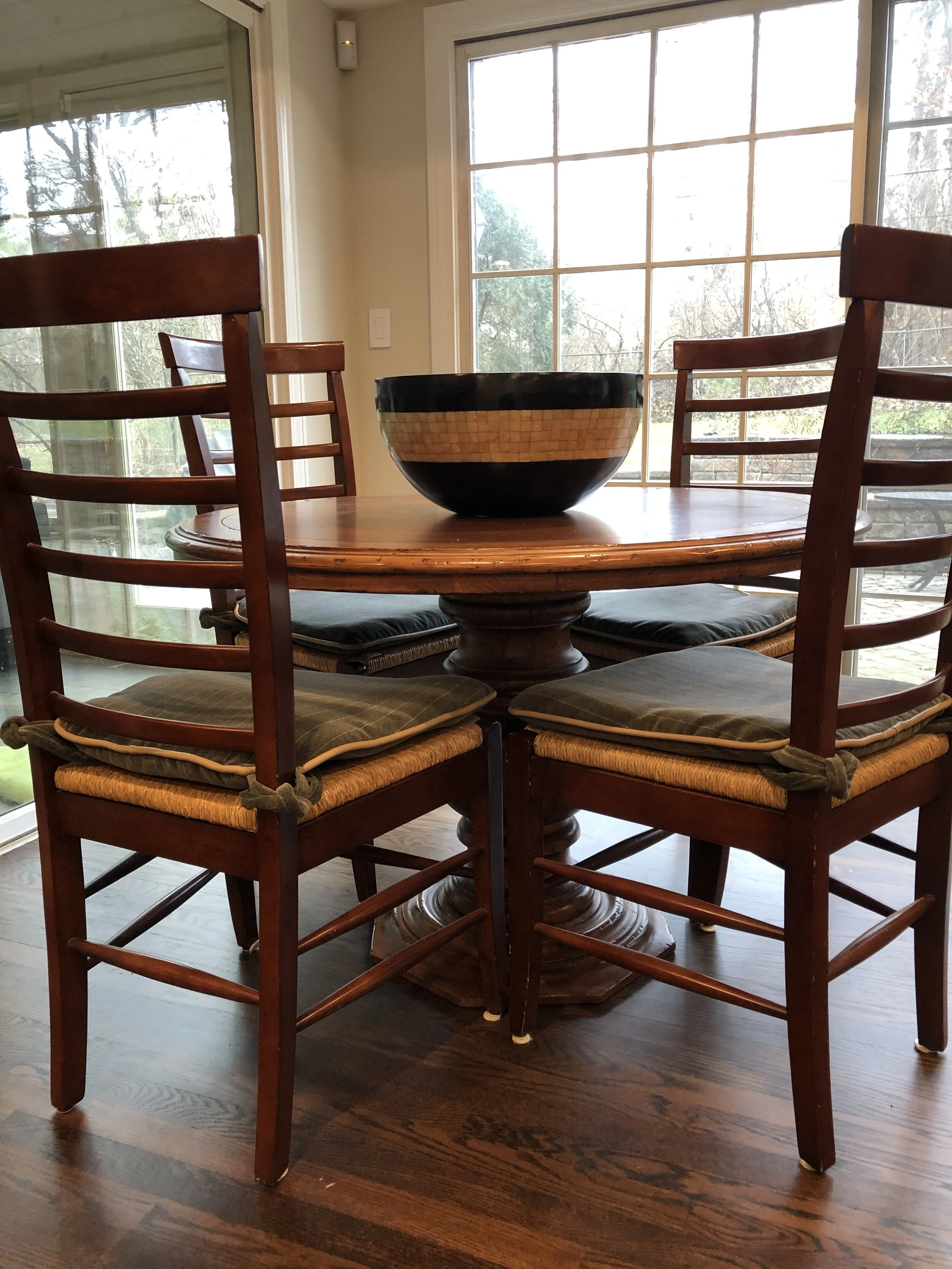 Seat pads for a game table-comfy!