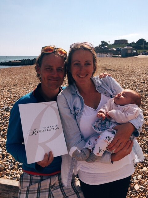 New parents registering newborn baby