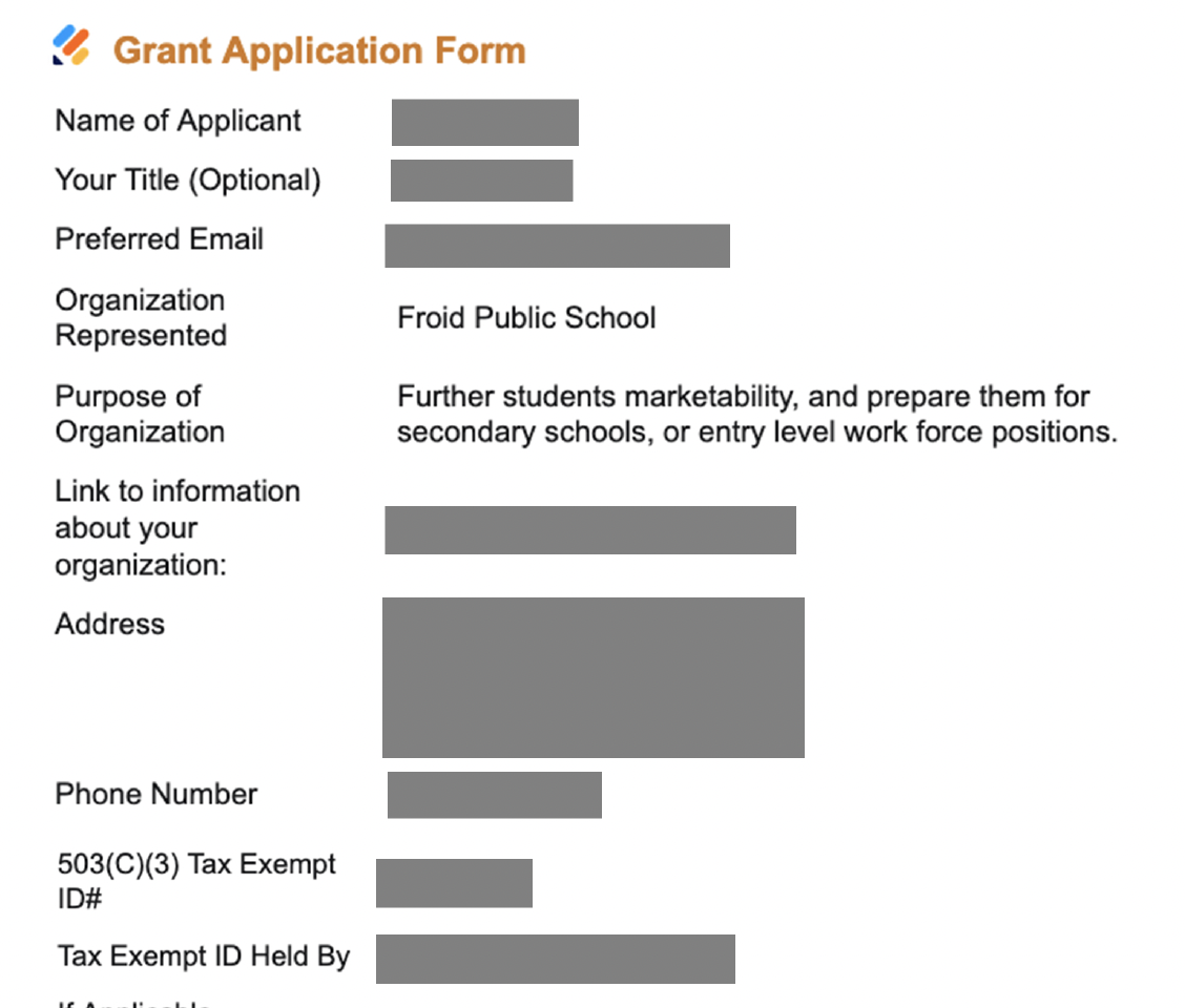 Grant Example #1