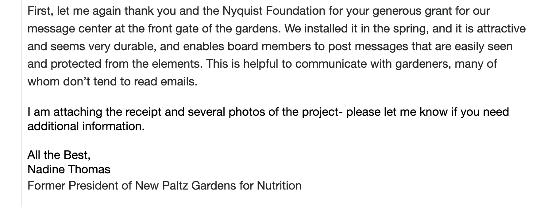 Grant Closeout Email Example