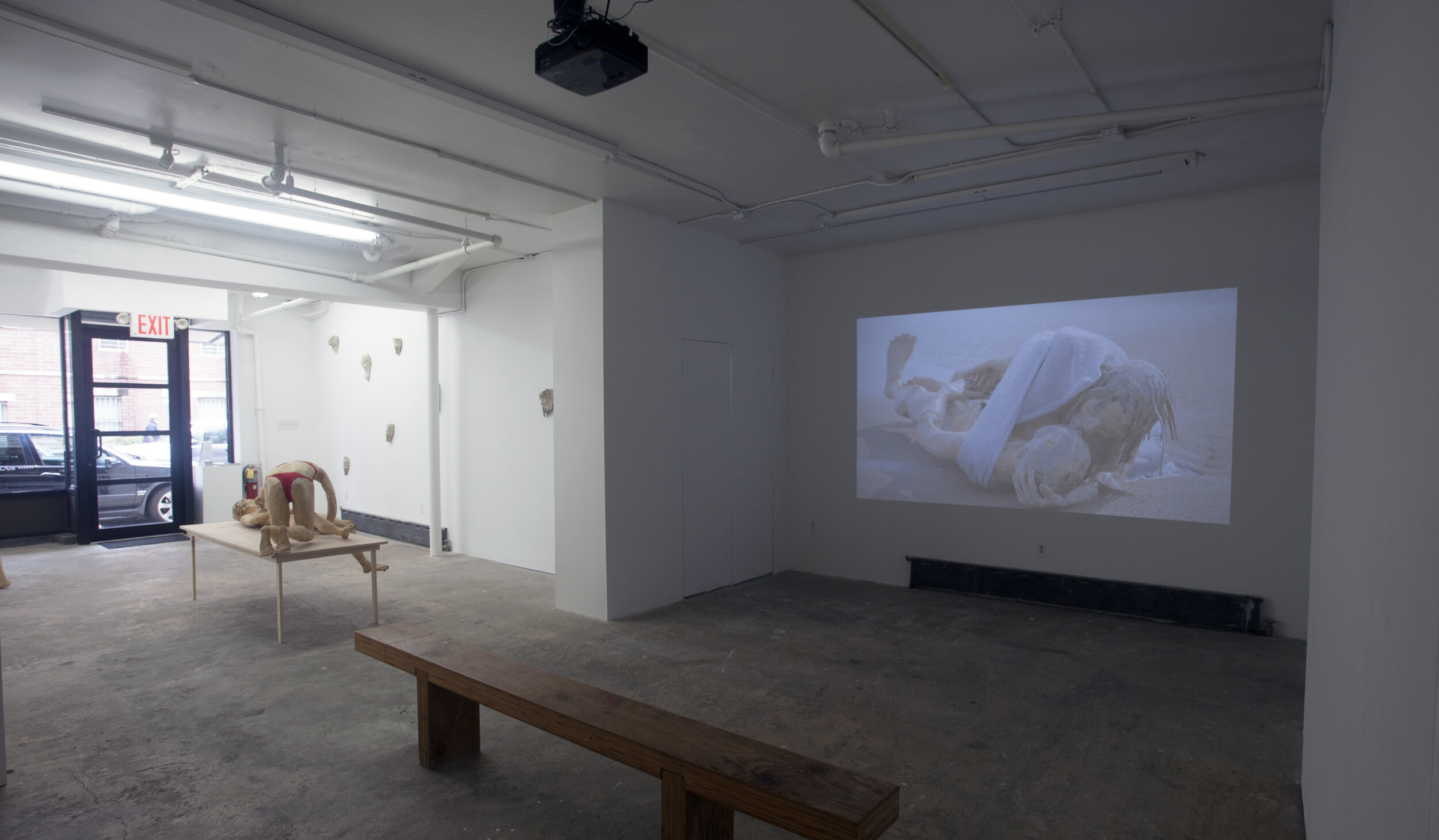 Installation images of sculpture and video works by Juan Pablo Langlois from his exhibition, Afterwards no one will remember, curated by Paula Solimano, at Cindy Rucker Gallery
