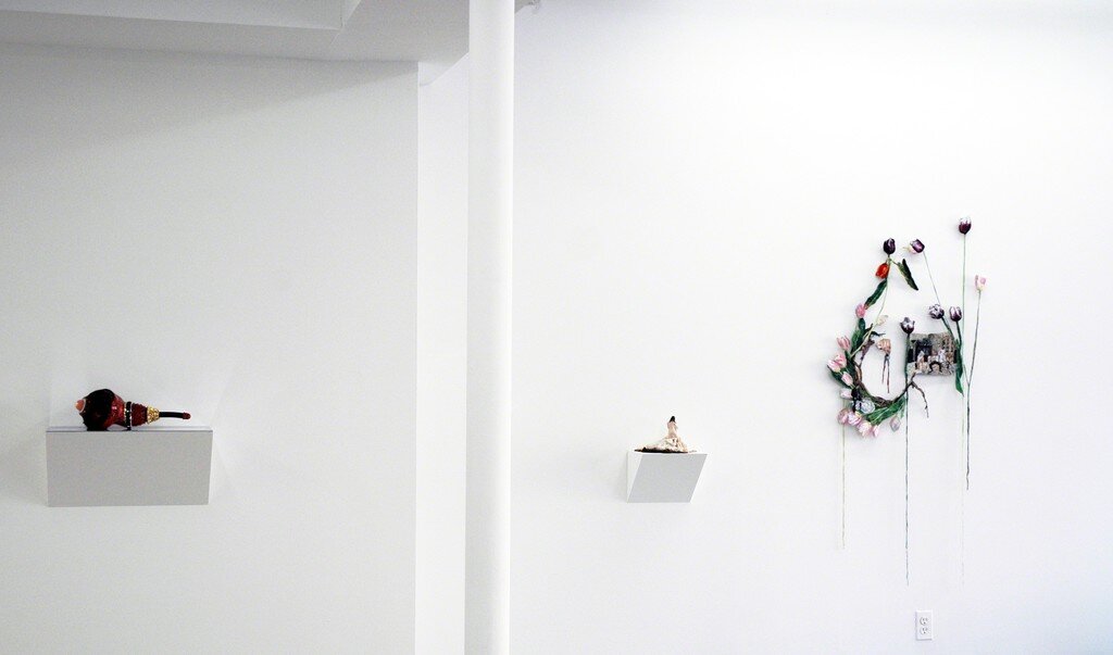 Installation image from the 2015 exhibition, Pussy Don't Fail Me Now, featuring works by Doreen Garner, Sophia Narrett, Kenya (Robinson), at Cindy Rucker Gallery