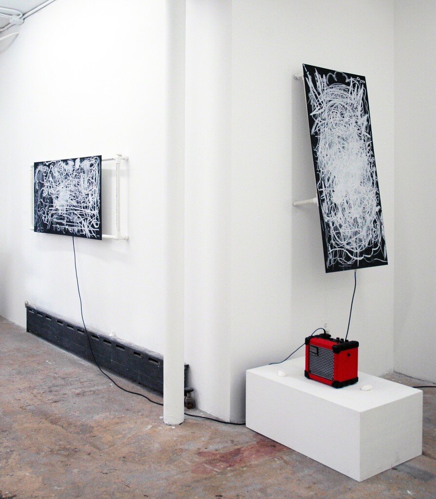 Installation image from the 2015 exhibition, Pussy Don't Fail Me Now, featuring works by Doreen Garner, Sophia Narrett, Kenya (Robinson), at Cindy Rucker Gallery