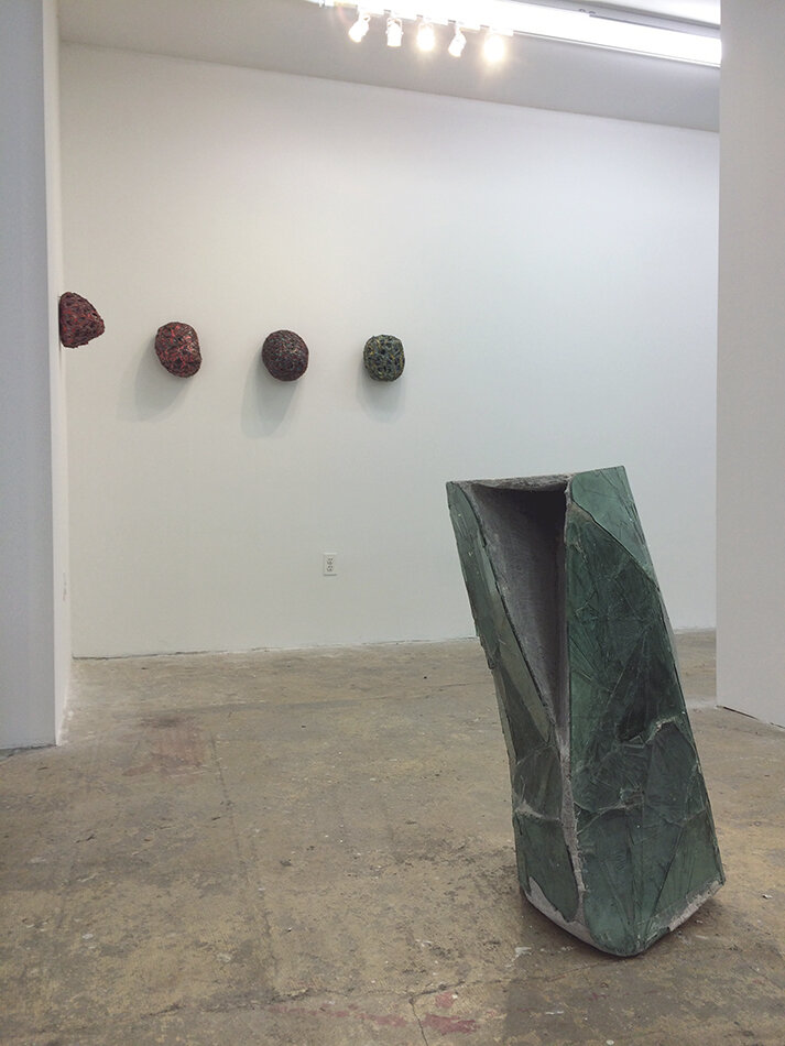 Installation image from the 2015 exhibition, the trees the trees the trees, featuring works by Gereon Krebber, at Cindy Rucker Gallery