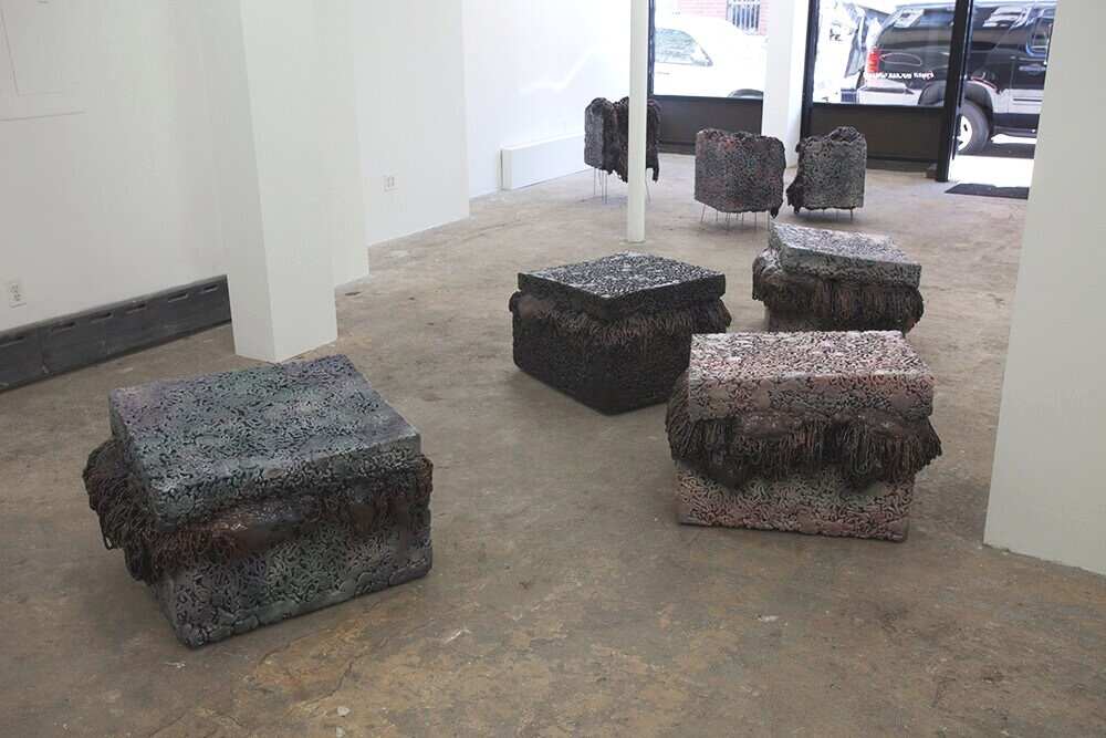 Installation image of sculptures by Gereon Krebber from, Out of the box, at Cindy Rucker Gallery