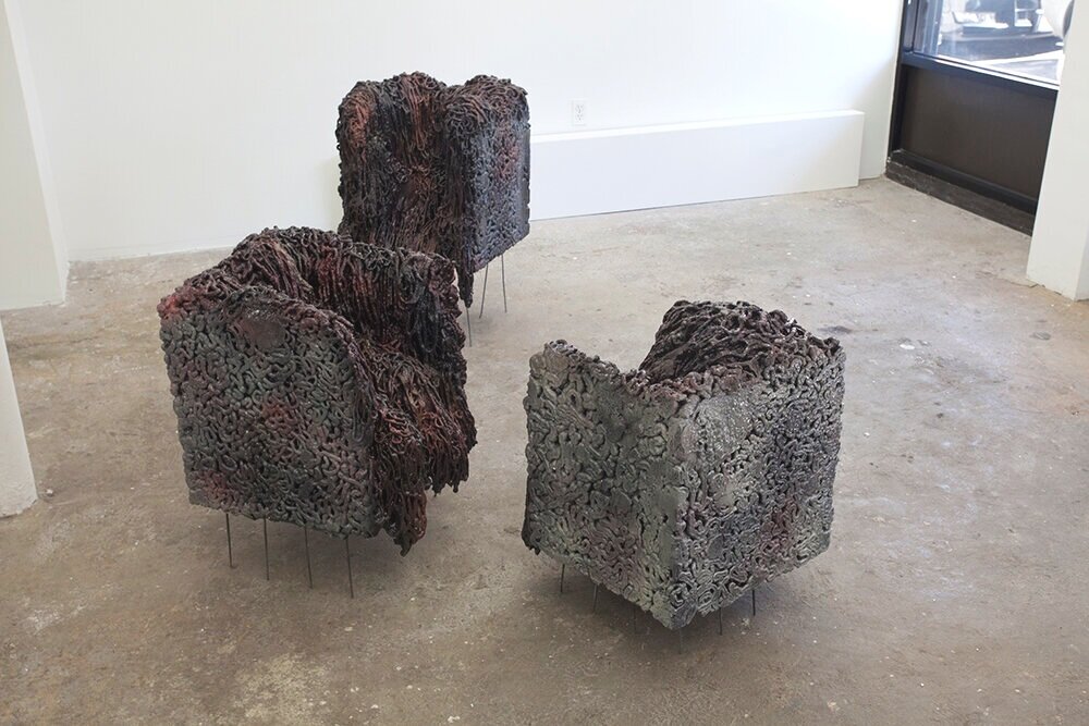 Installation image of sculptures by Gereon Krebber from his 2018 exhibition, Out of the box, at Cindy Rucker Gallery