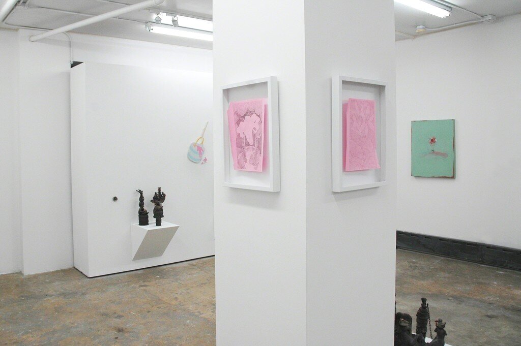 Installation image from the 2016 exhibition, Winter: My Secret, curated by Brad Silk, featuring works by Jenn Dierdorf, Brad Parsons, Jeremy Jacob Schlangen, at Cindy Rucker Gallery