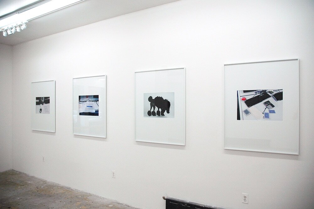 Installation image from the 2015 Beate Geissler/Oliver Sann exhibition, Volatile Smile: The Poodle’s Core, at Cindy Rucker Gallery