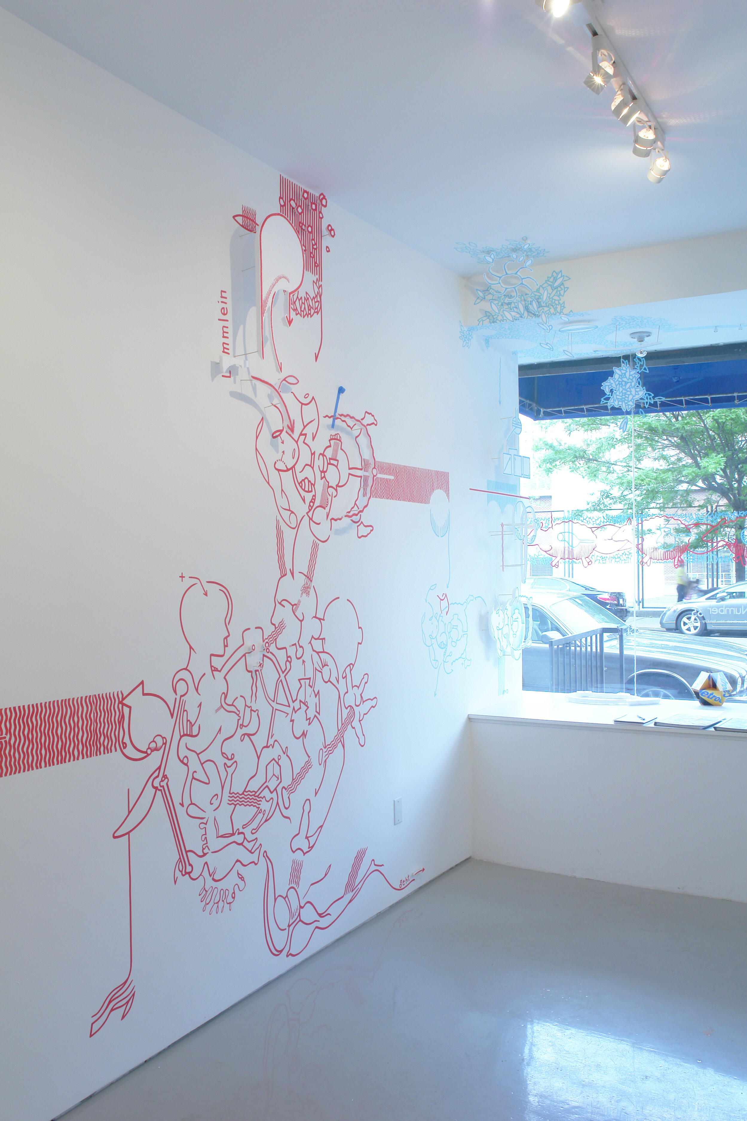 Installation image from the 2008 Hannes Kater exhibition, Right Drawings in Wrong Settings, at Cindy Rucker Gallery, Number 35
