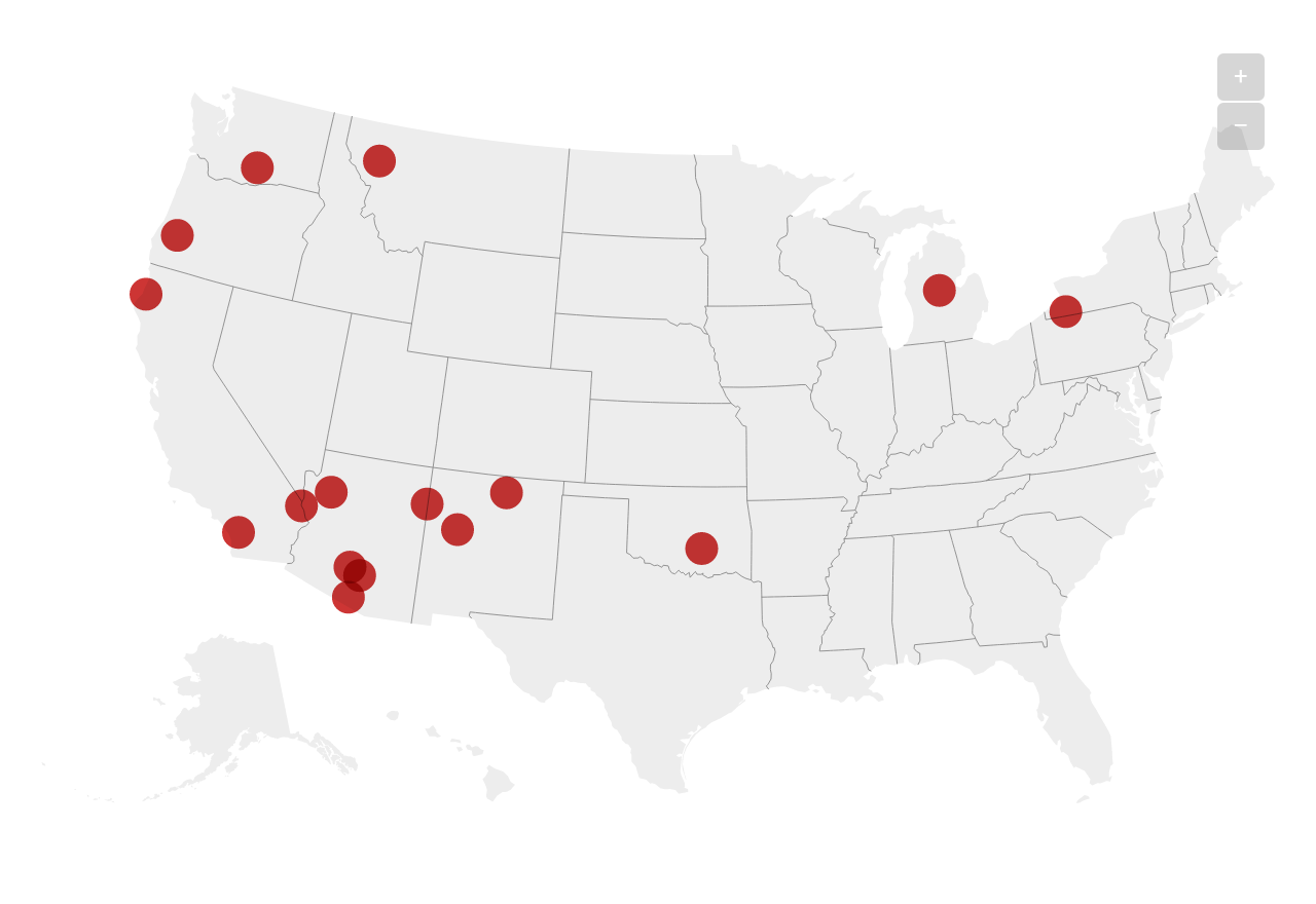 Map of Tribal Electric Utilities in the U.S.
