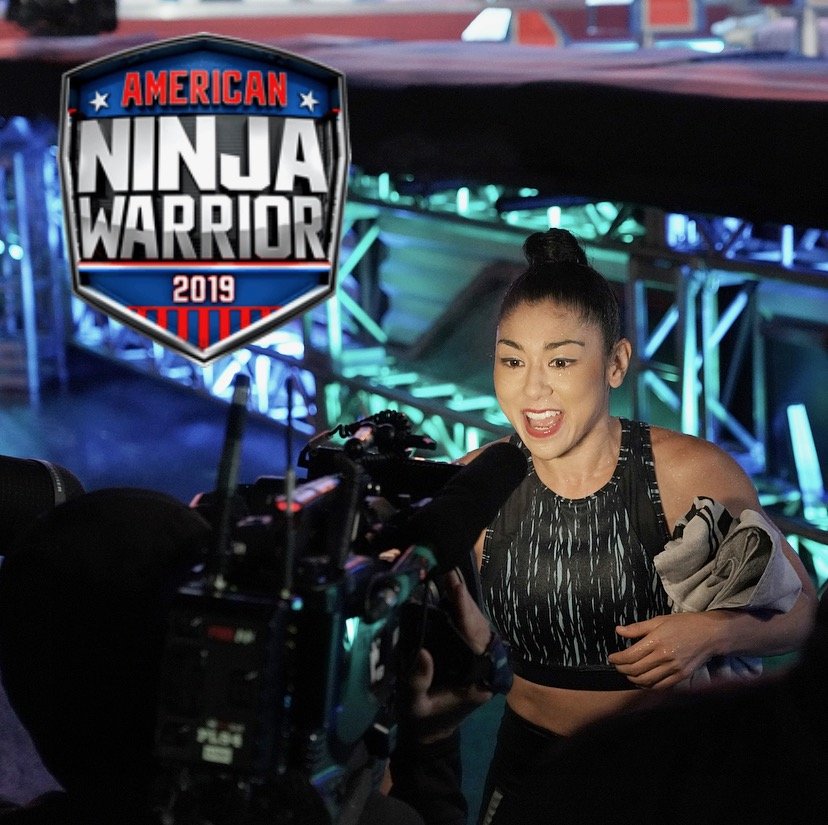 Pamela Price on the set of American Ninja Warrior