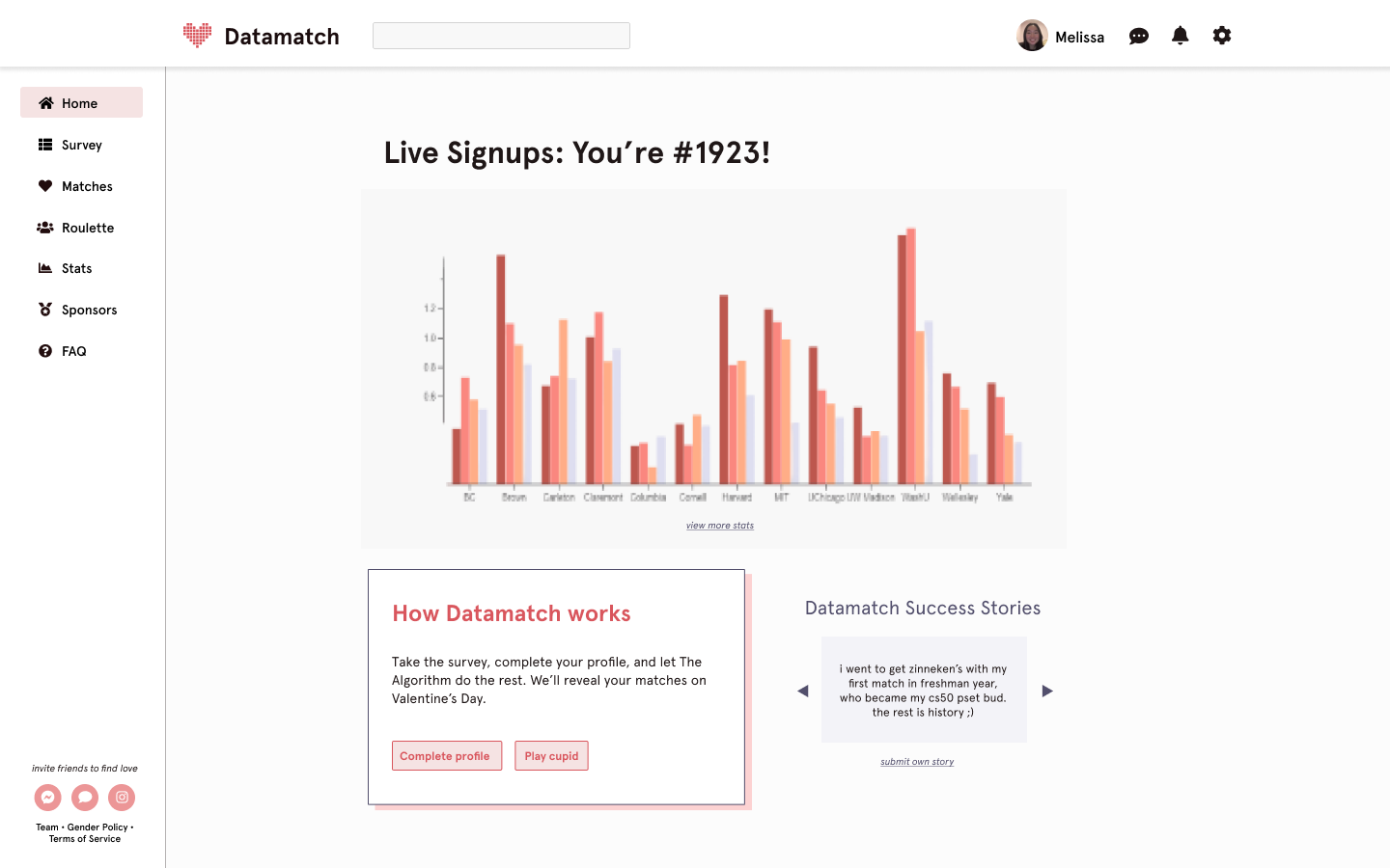 Datamatch 2021 Homepage, Before Match. by Vanessa Hu.