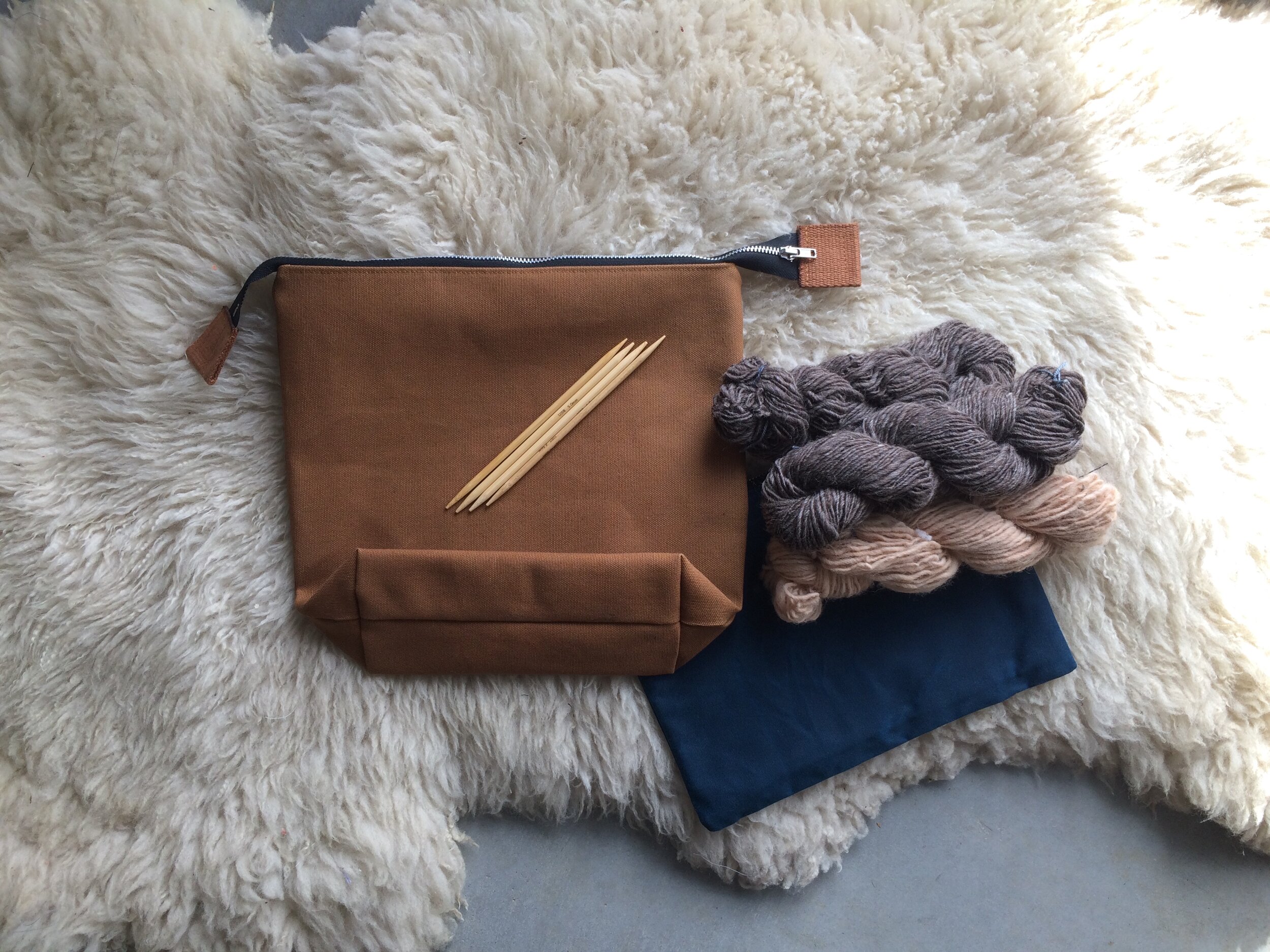Wide Zip Lined Canvas Pouch 