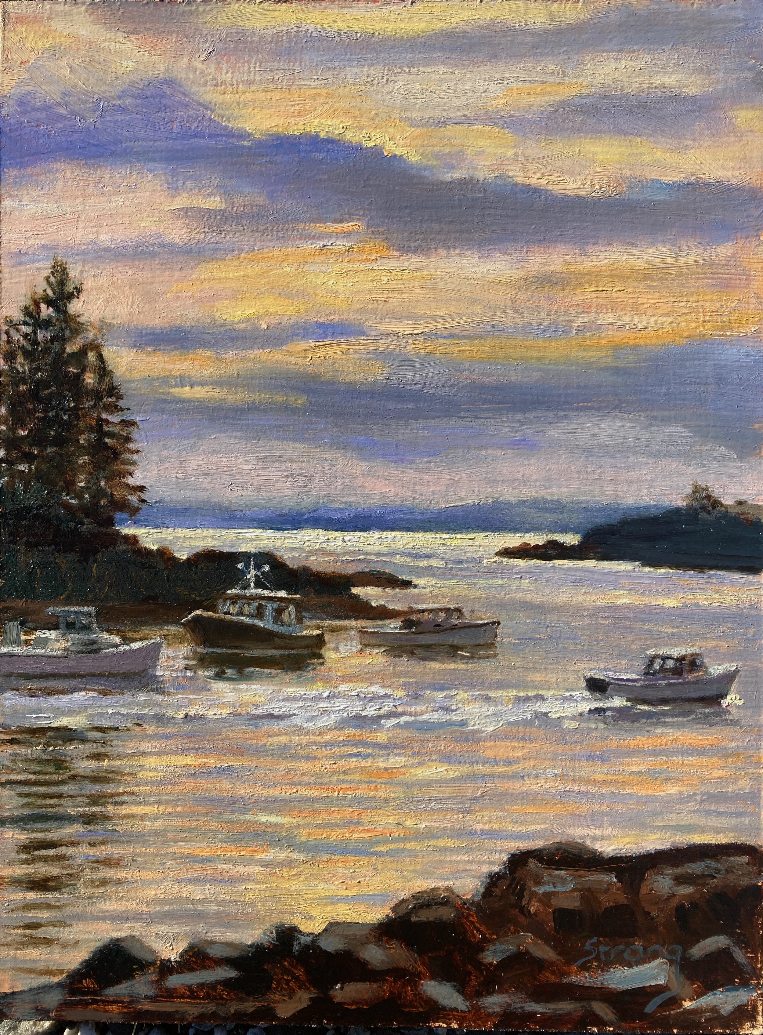 "Early Morning in Owls Head", 9" x 12", oil on panel