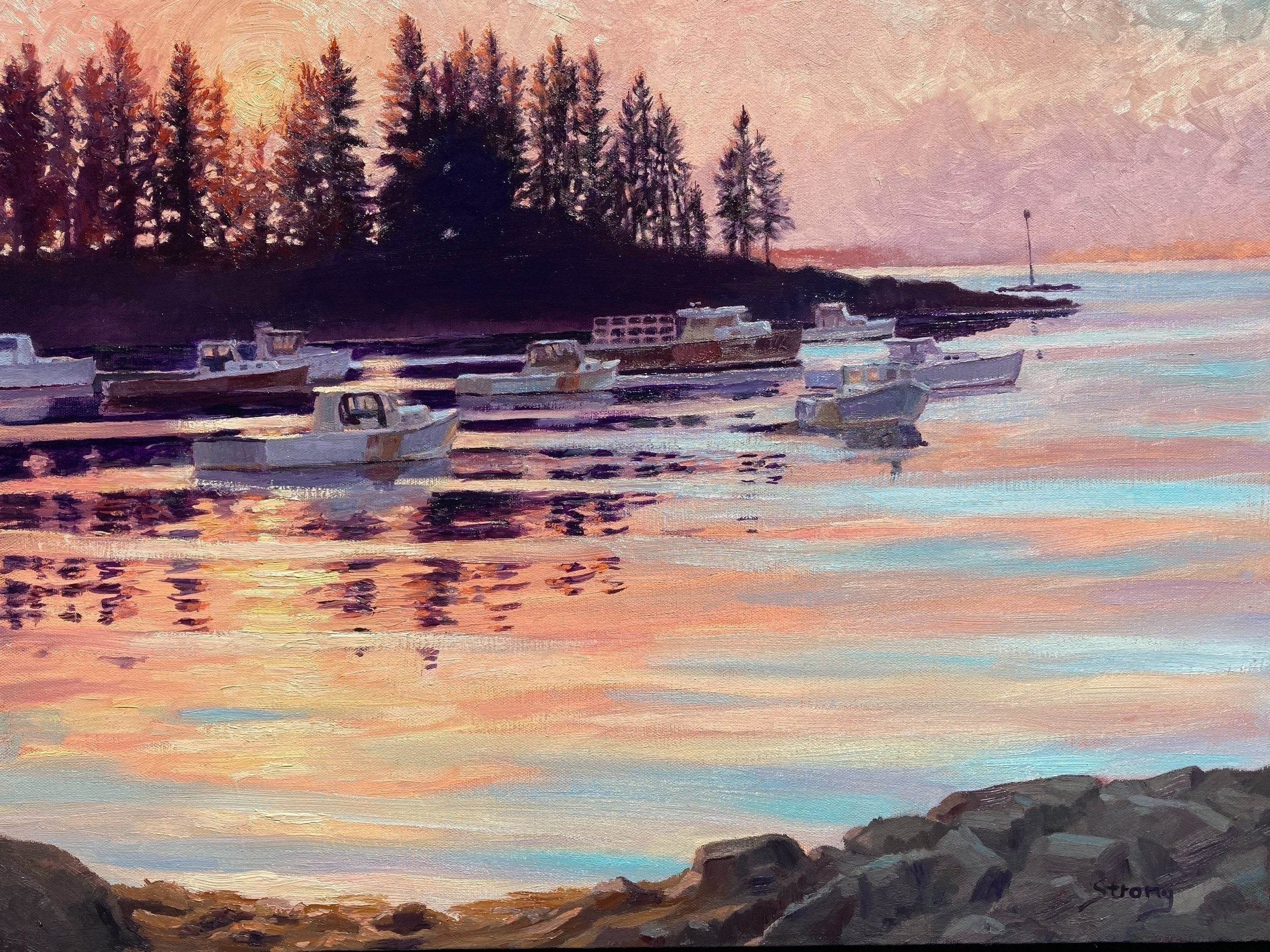 "Sunrise over Owls Head", 18' x 24", oil on canvas