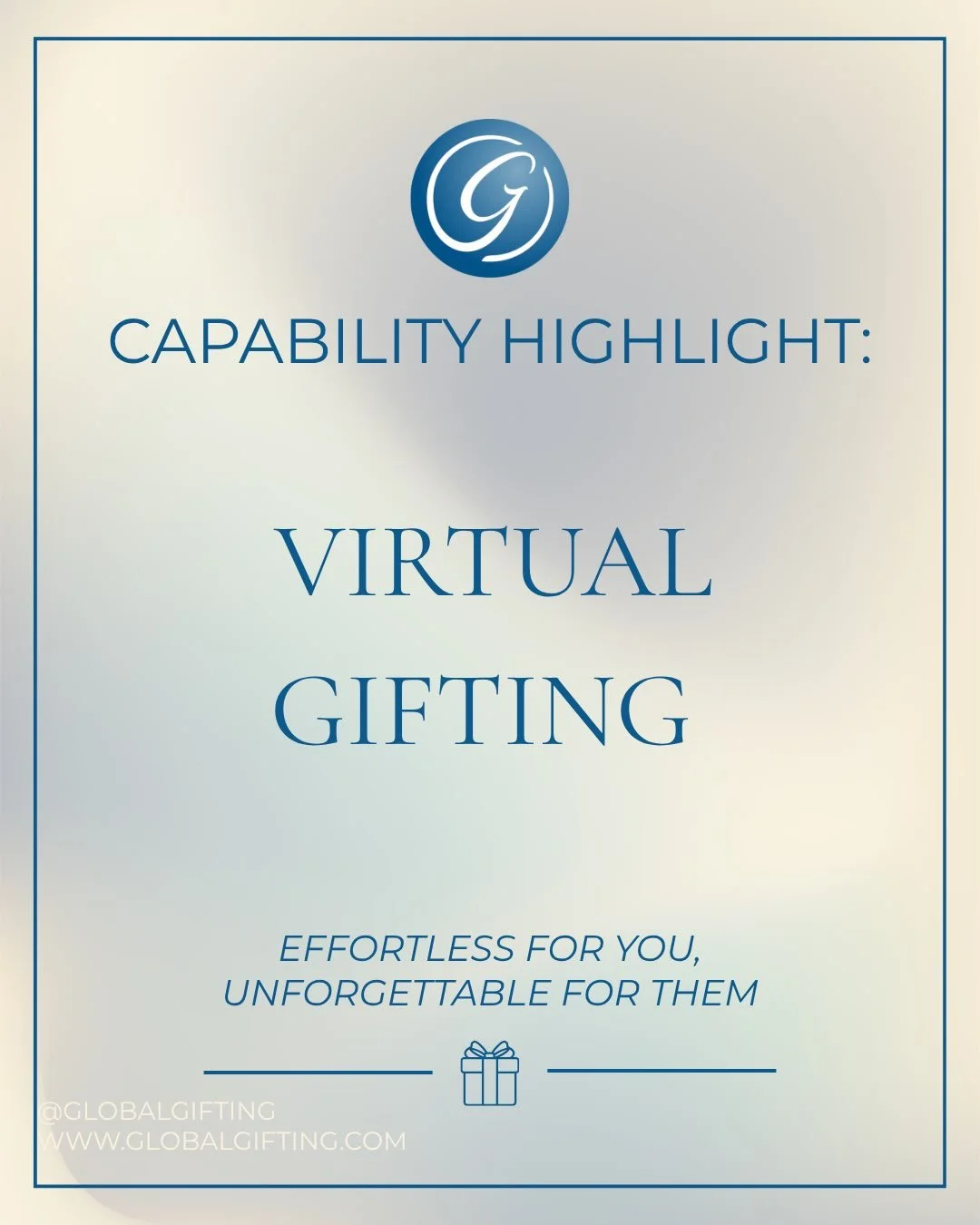 ✨ CAPABILITY HIGHLIGHT: Virtual Gifting ✨

With our Virtual Gifting, we facilitate the selection of custom gifts, personalize each experience, and deliver gifts directly to recipients&rsquo; homes on your behalf. You get the thoughtfulness of an unfo