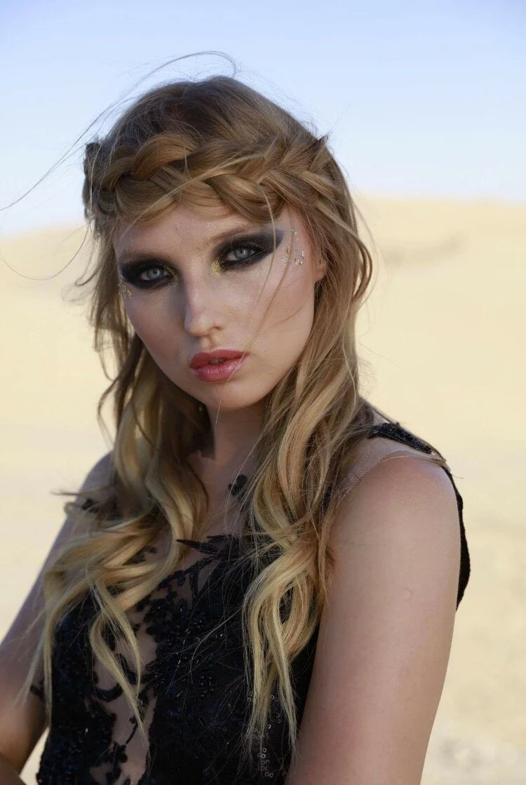 hair extensions styled with braid and curls