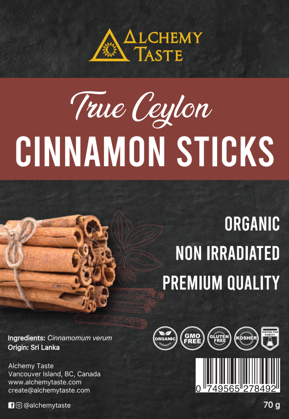 Cinnamon Sticks, True Ceylon — Alchemy Taste Organic