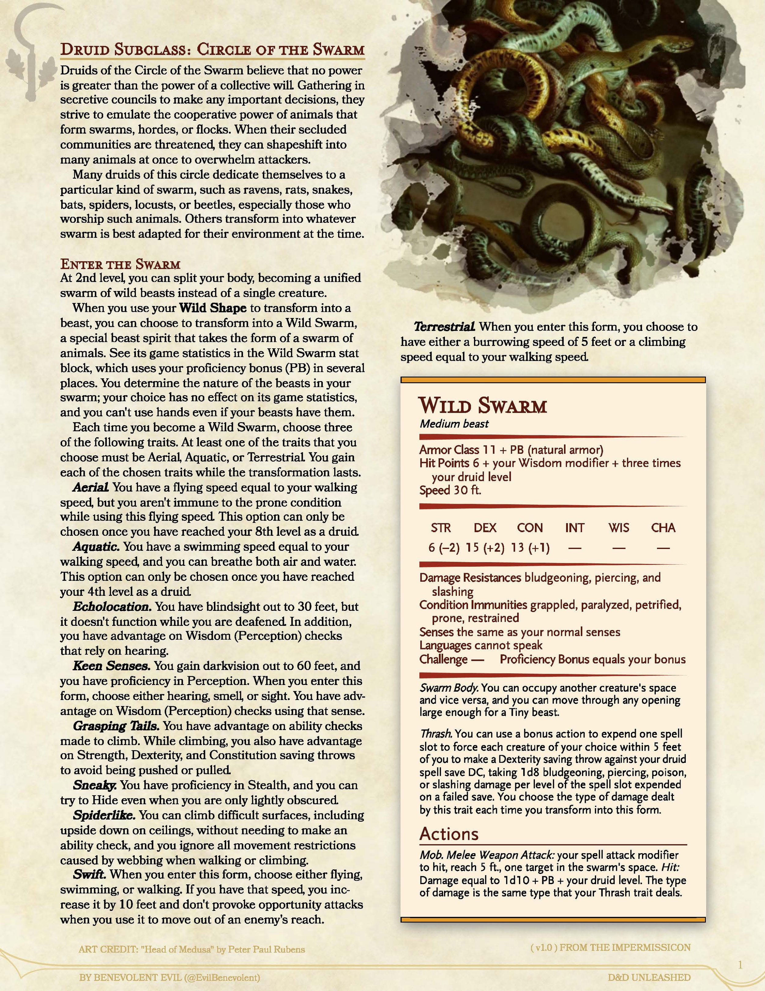 Circle of the Swarm (Druid) — DND Unleashed A Homebrew Expansion for