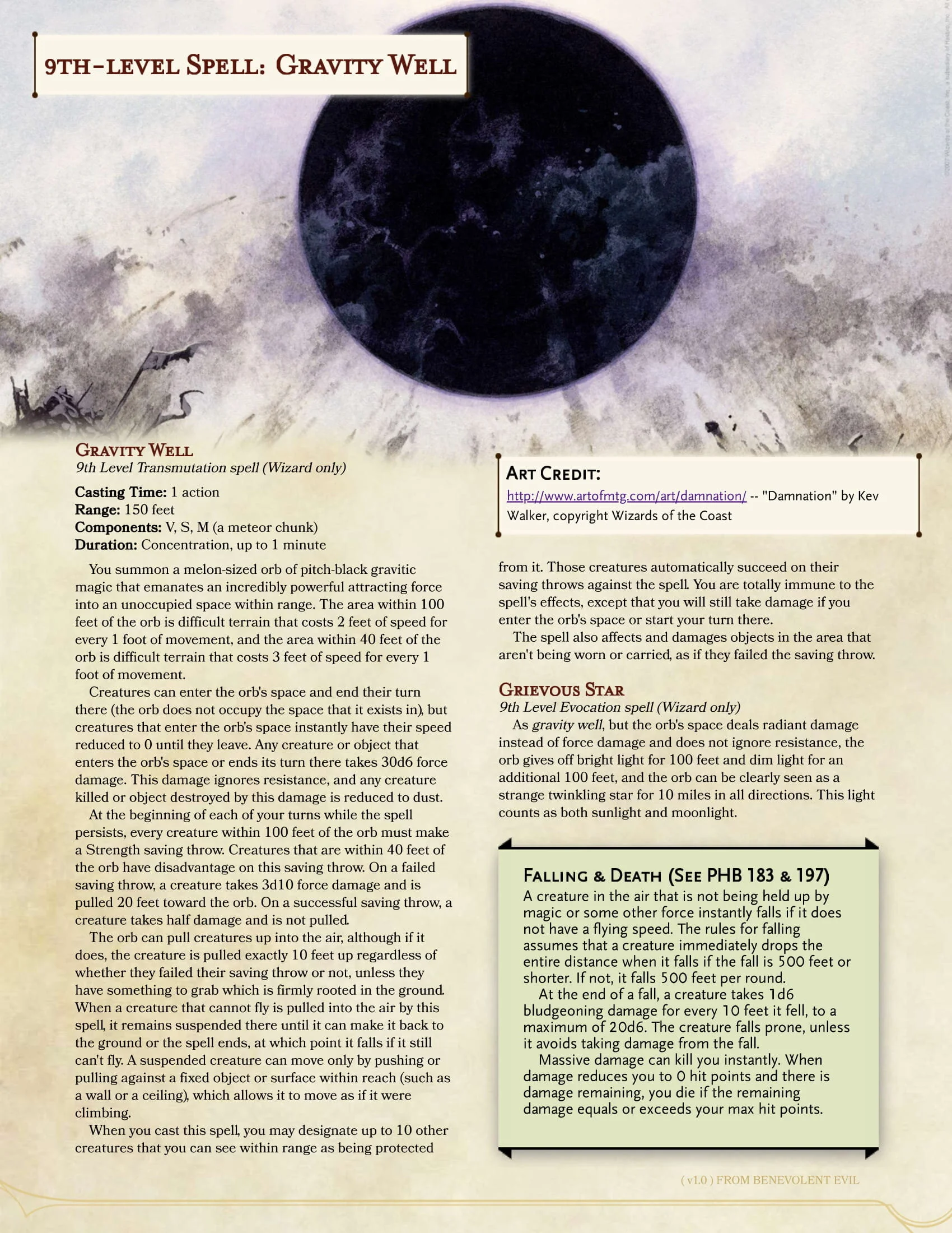 New Spell: Gravity Well