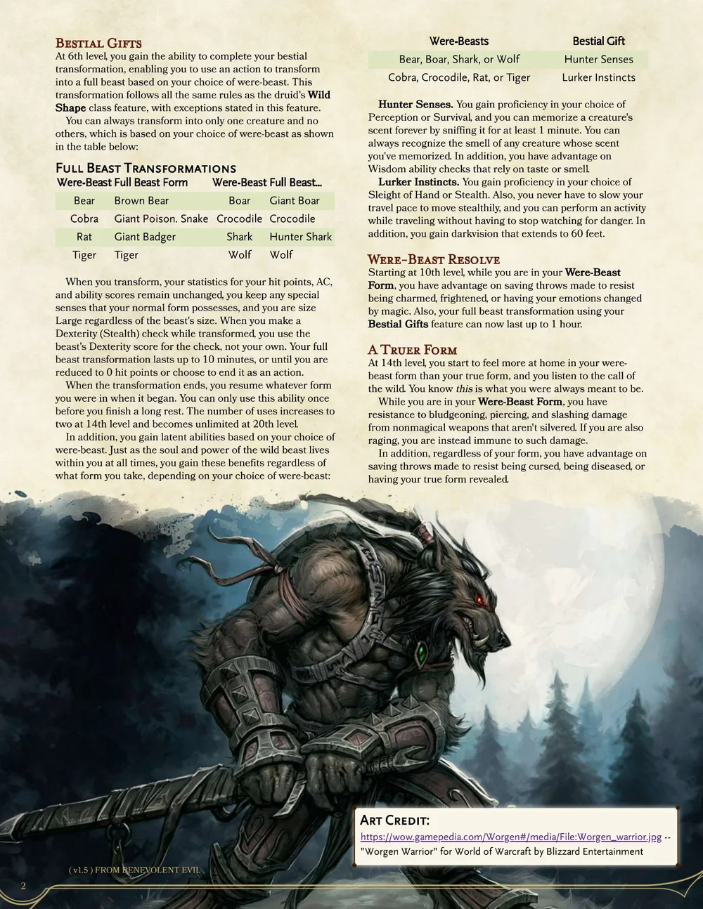 Three Subclasses for Lycanthropes (and Vampires) — DND Unleashed A