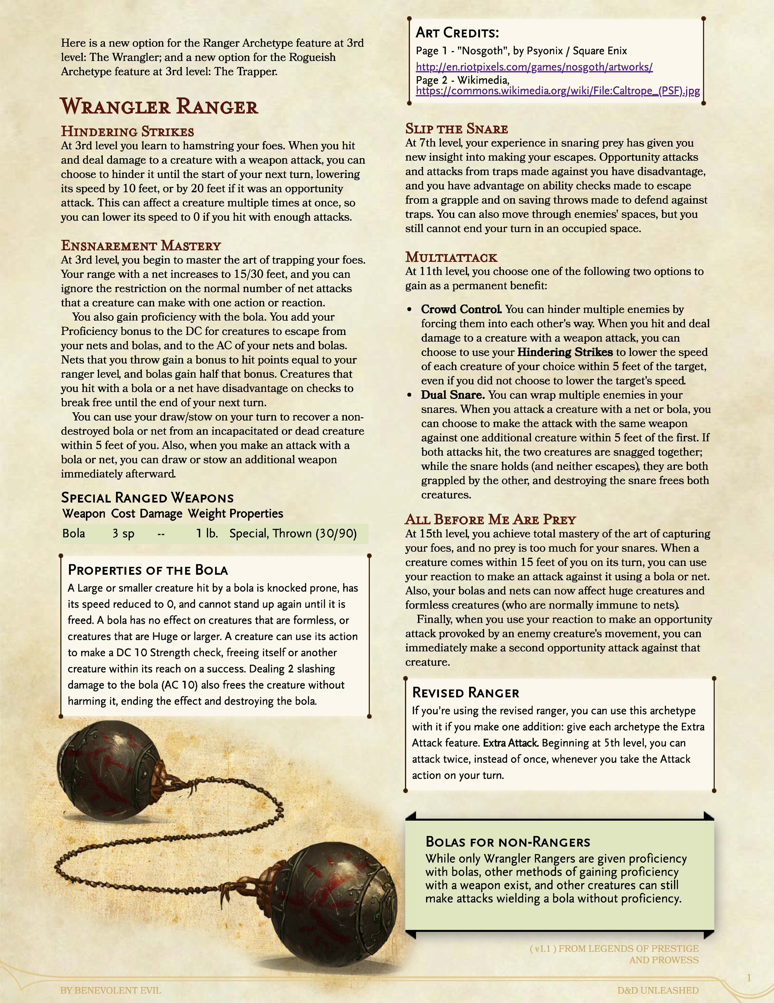 Wrangler Ranger And Trapper Rogue — Dnd Unleashed A Homebrew Expansion For 5th Edition Dungeons